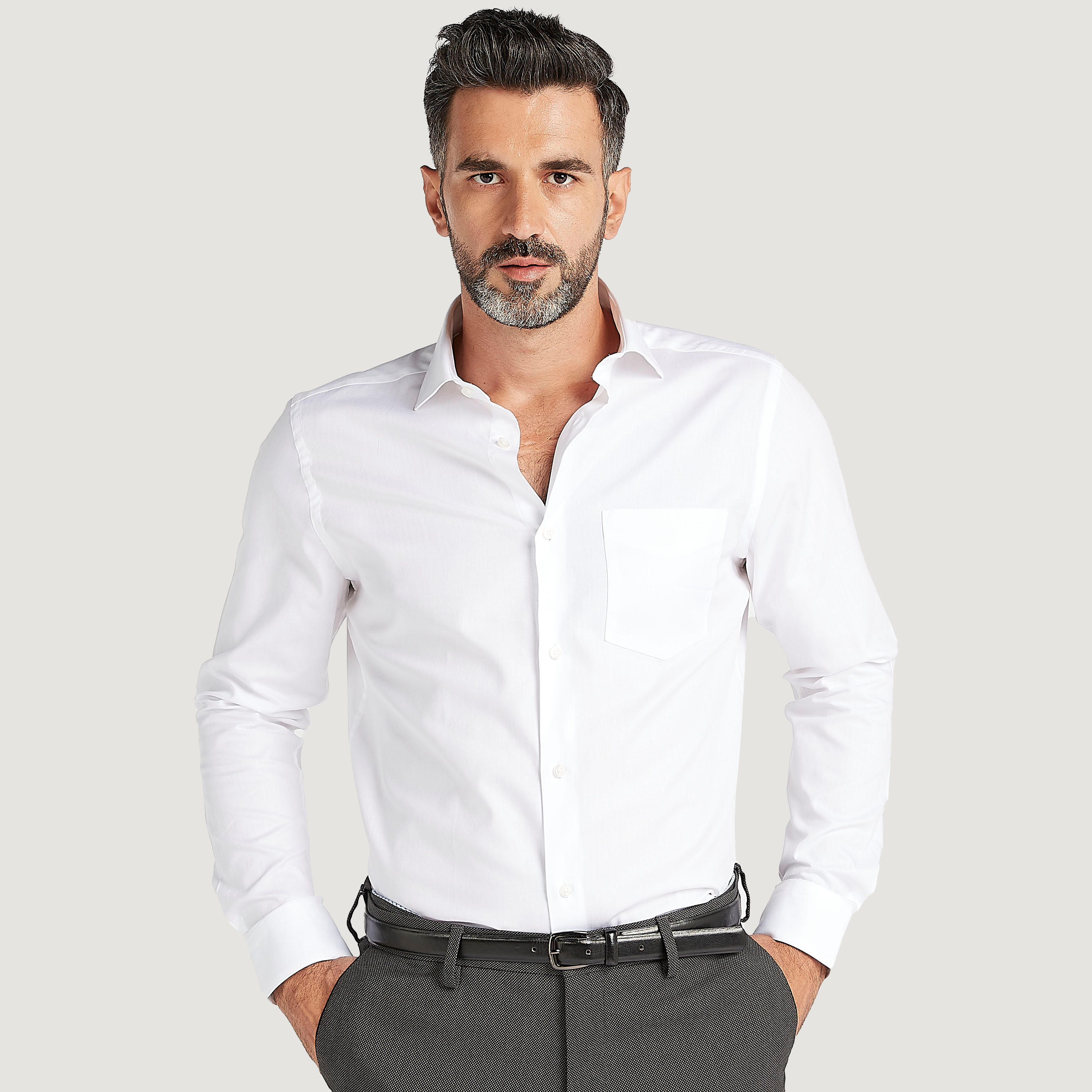 قميص مستدام بارز الملمس بأكمام طويلة وجيب على الصّدر-men-clothing-shirts-image-1