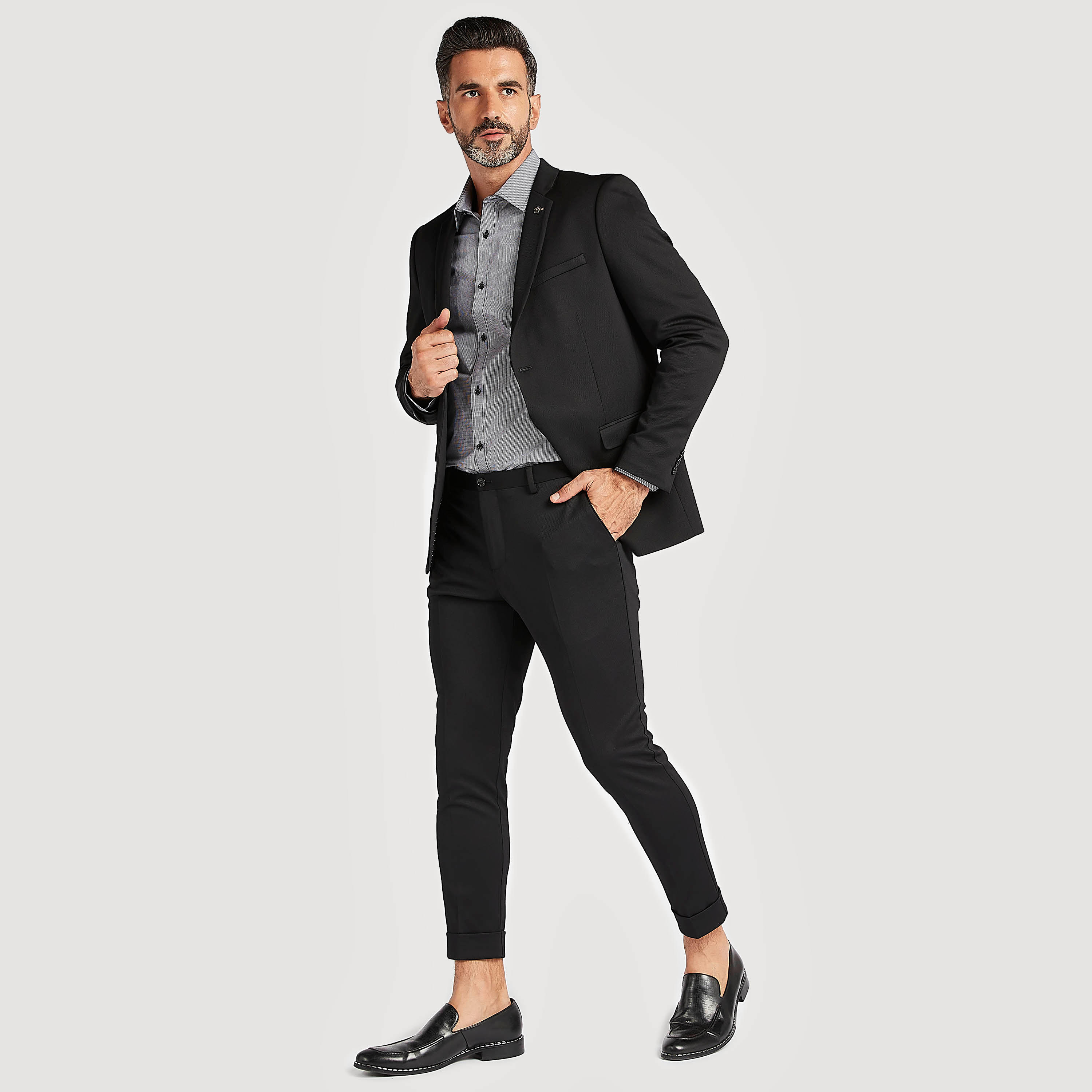 جاكيت بليزر بارز الملمس مع جيوب مع ياقة طويلة-men-winterwear-jacketsandblazers-image-2
