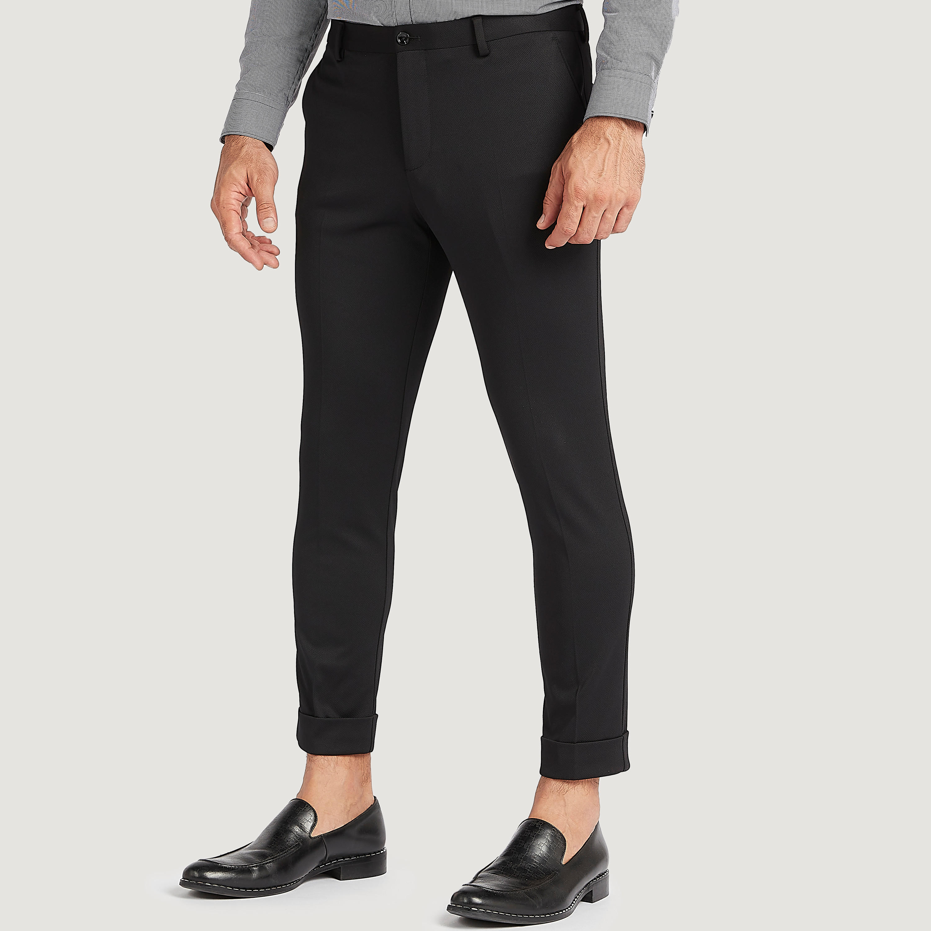 بنطلون بارز الملمس بخصر متوسّط الارتفاع مع جيوب-men-clothing-bottoms-trousersandchinos-trousers-image-1