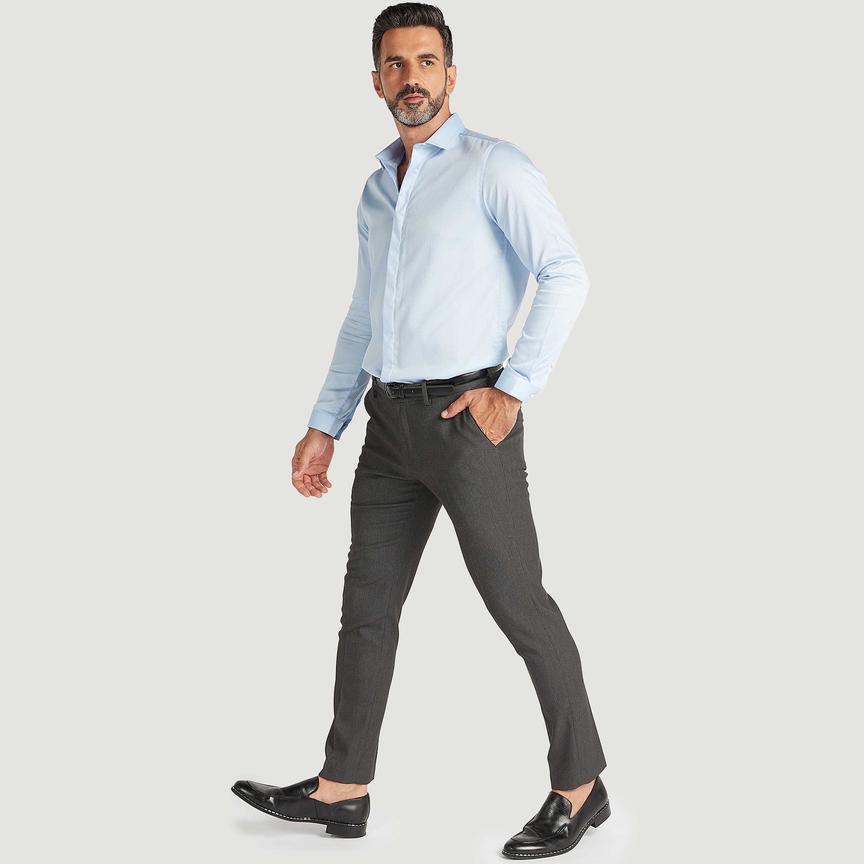 Solid Shirt with Spread Collar and Long Sleeves-men-clothing-shirts-image-2