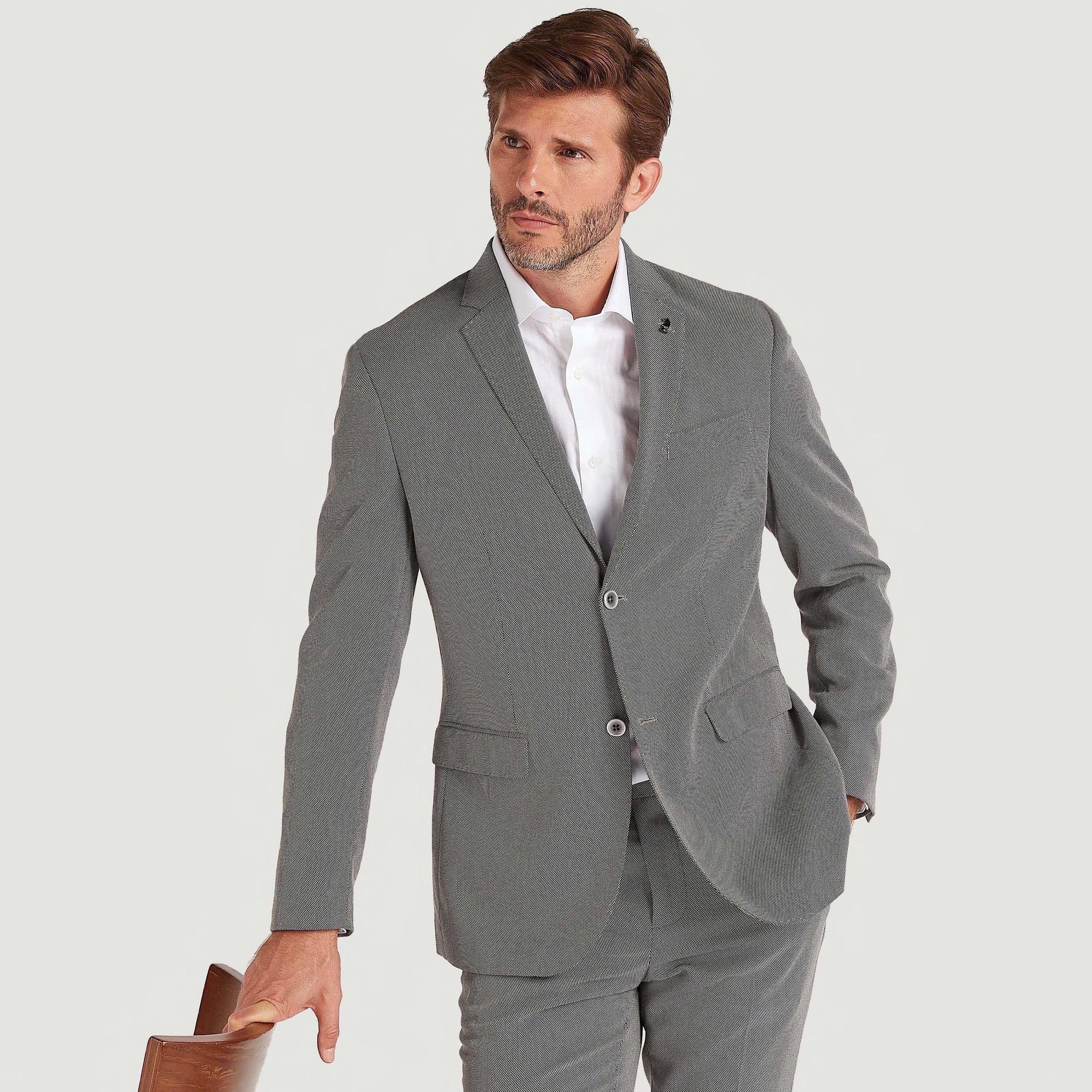 جاكيت بليزر بارز الملمس سليم فيت بياقة مطويّة-men-winterwear-jacketsandblazers-image-1
