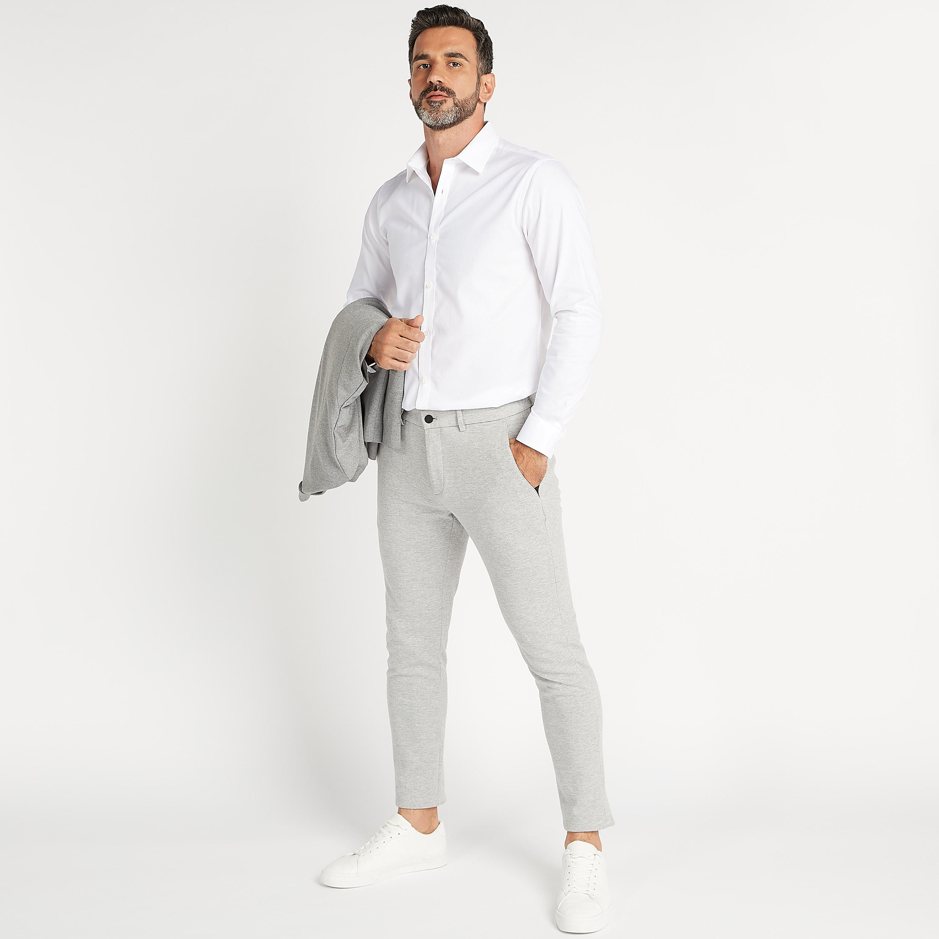 Textured Spread Collar Shirt with Long Sleeves-men-clothing-shirts-image-2