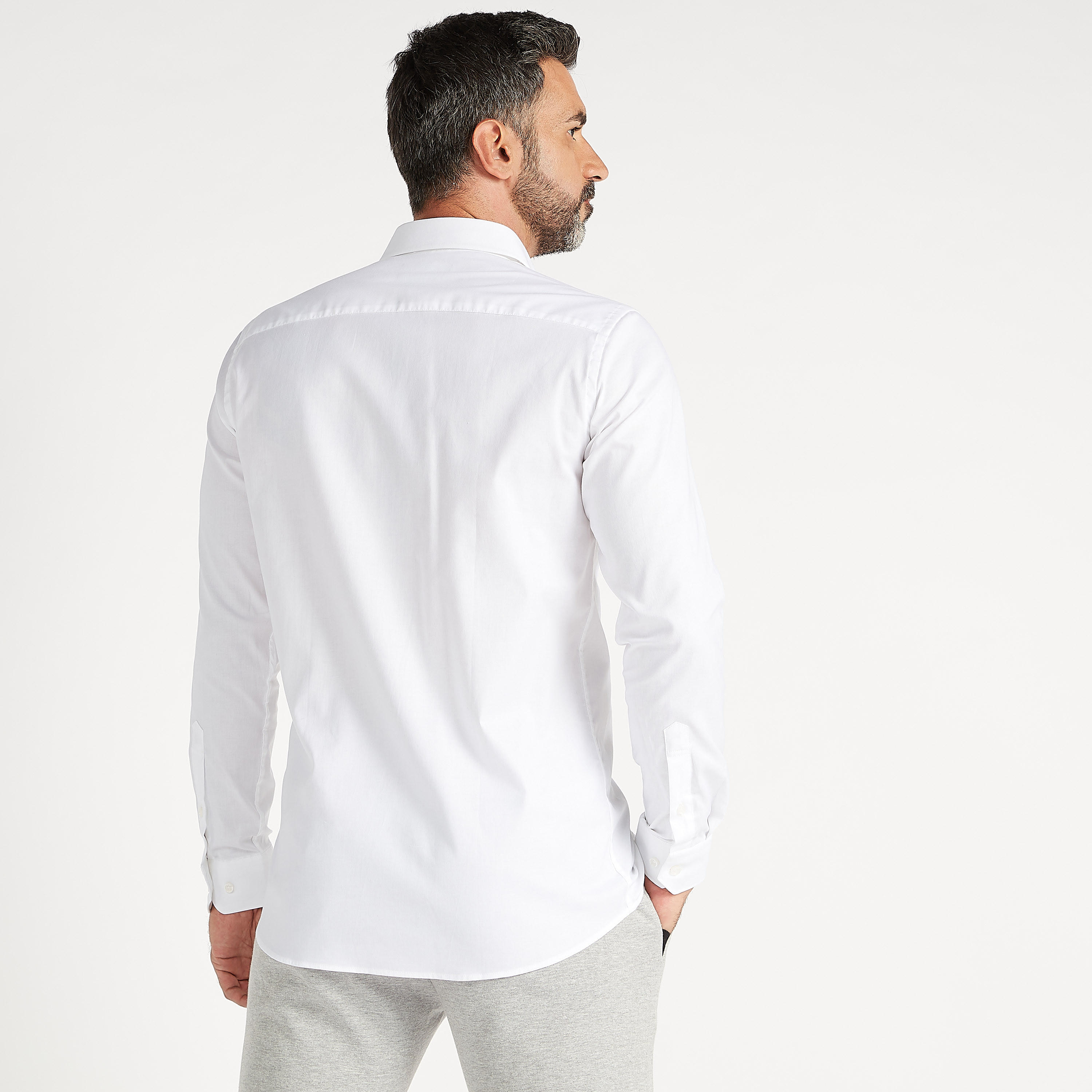 Textured Spread Collar Shirt with Long Sleeves-men-clothing-shirts-image-4
