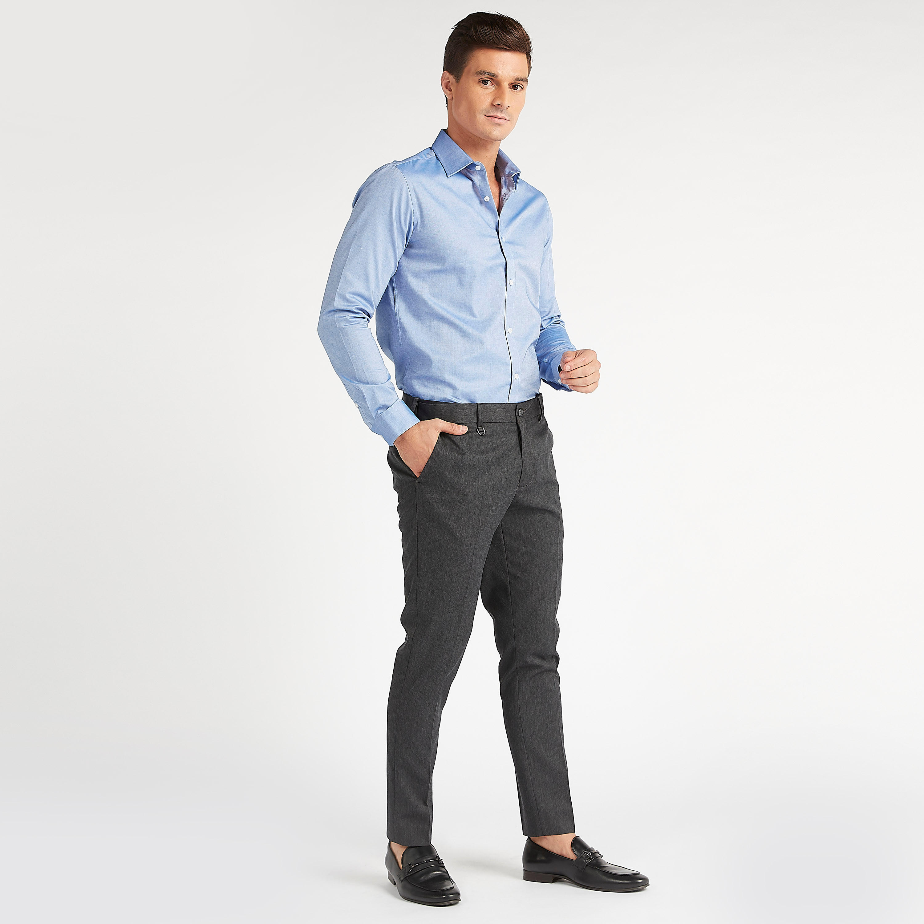 Textured Spread Collar Shirt with Long Sleeves-men-clothing-shirts-image-2