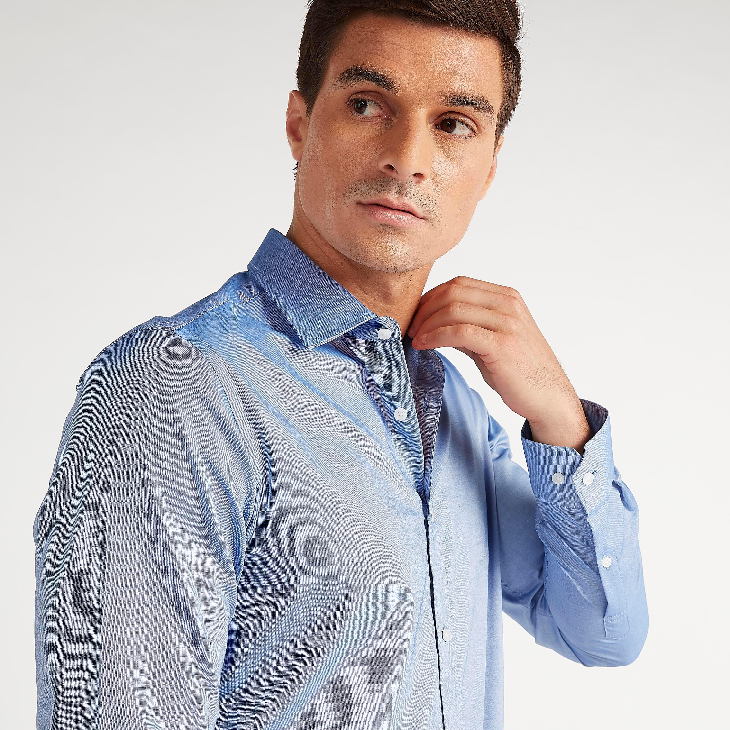 Textured Spread Collar Shirt with Long Sleeves-men-clothing-shirts-image-5