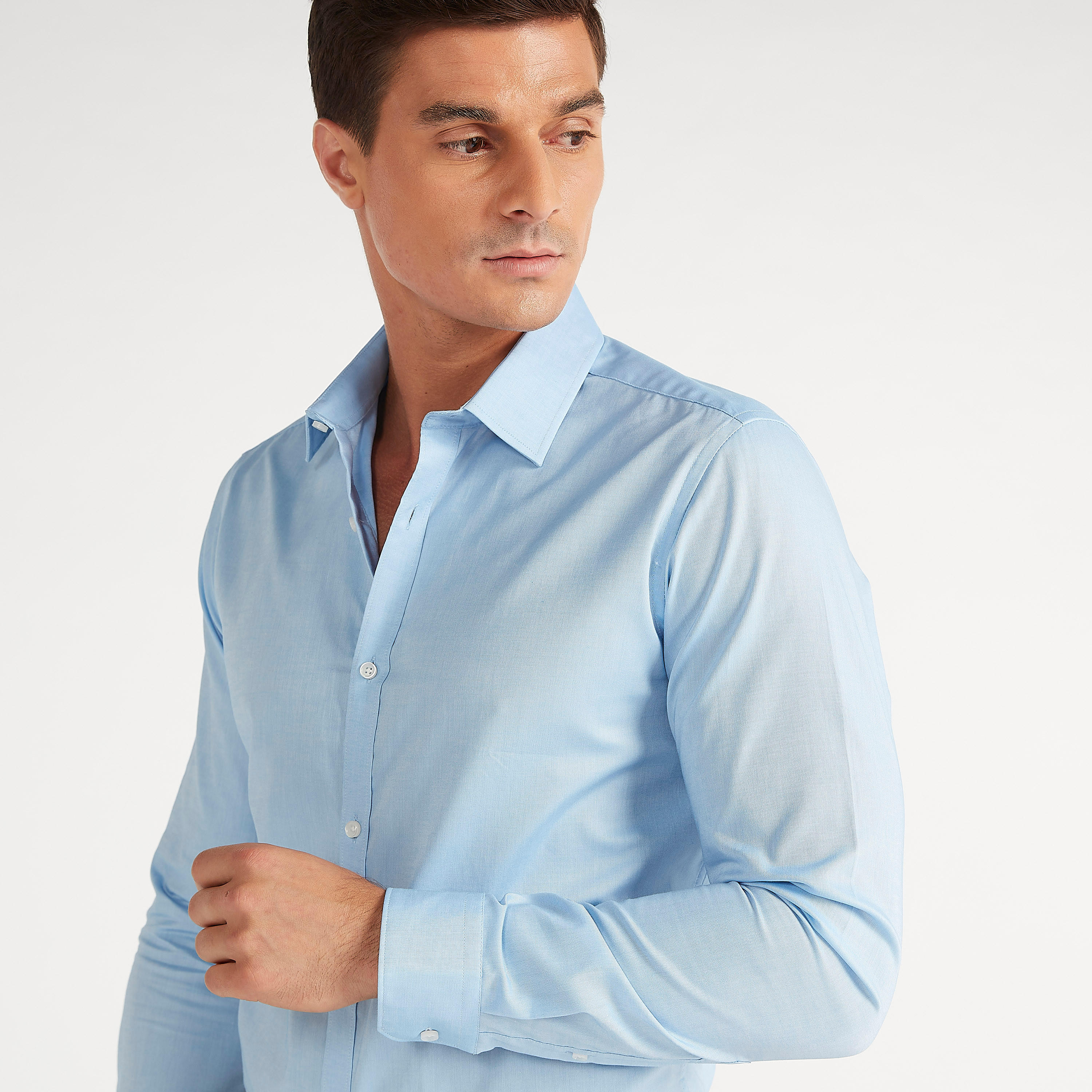 قميص بارز الملمس بياقة واسعة وأكمام طويلة-men-clothing-shirts-image-3