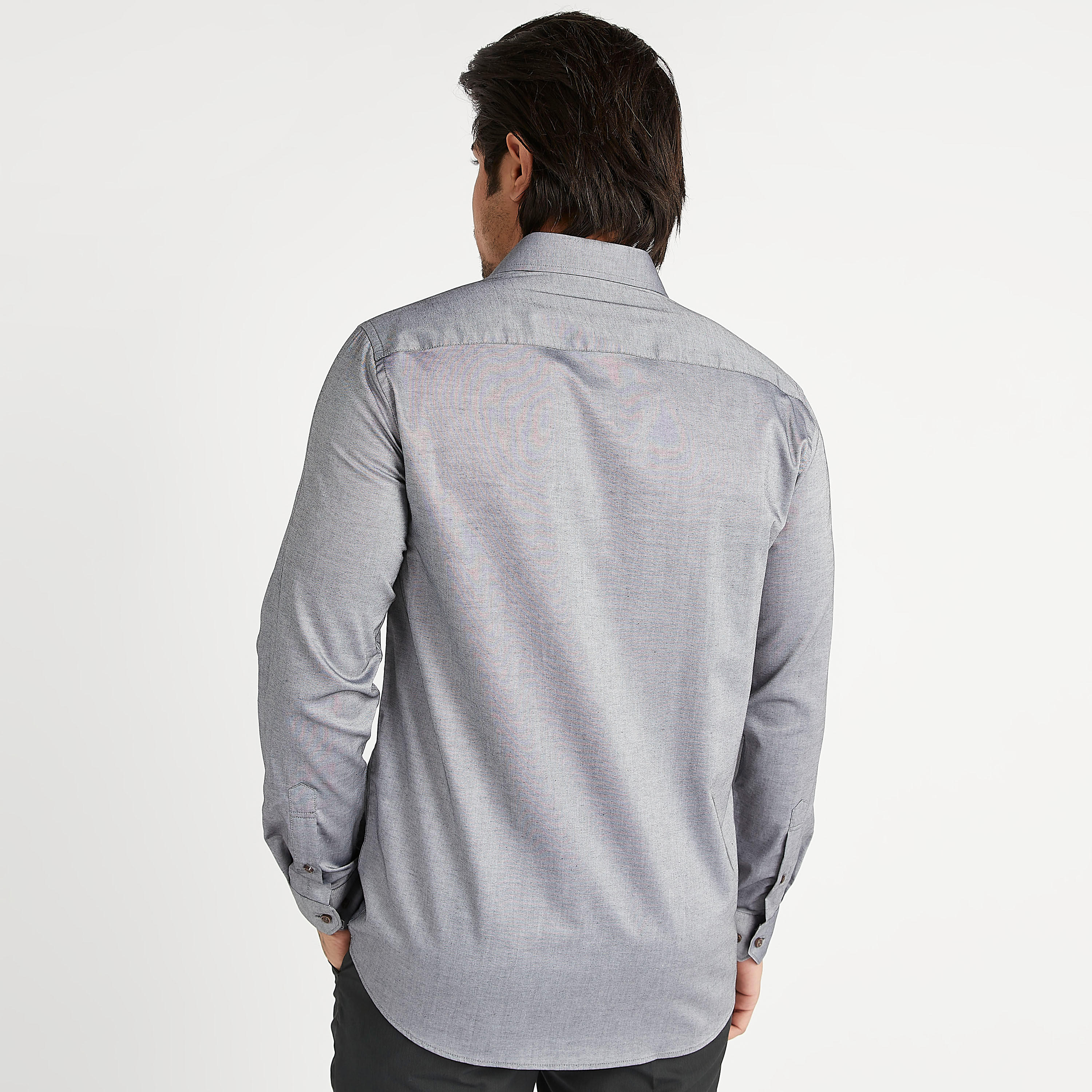 Textured Spread Collar Shirt with Long Sleeves-men-clothing-shirts-image-4