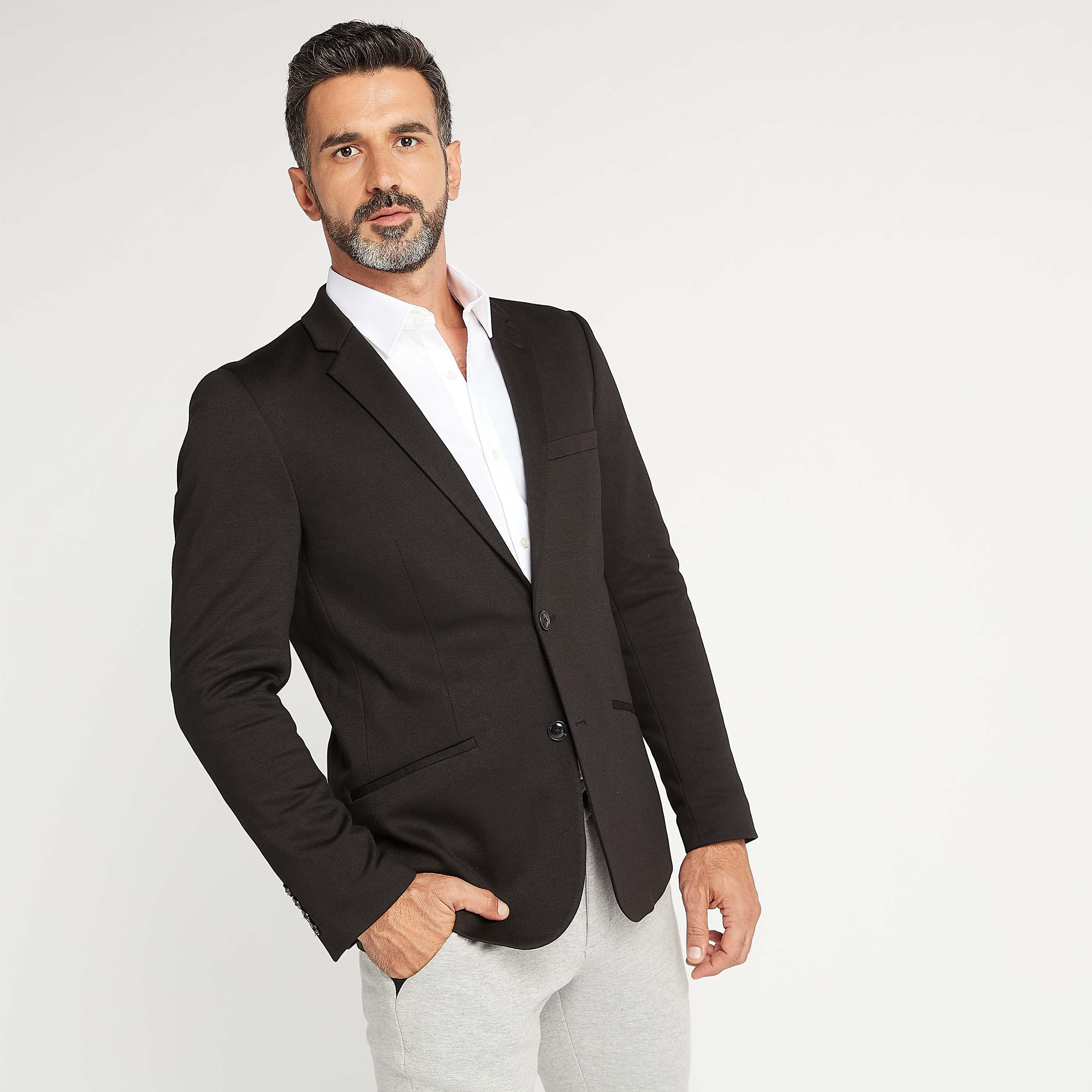 Textured Formal Blazer with Long Sleeves and Notched Lapel-men-winterwear-jacketsandblazers-image-1