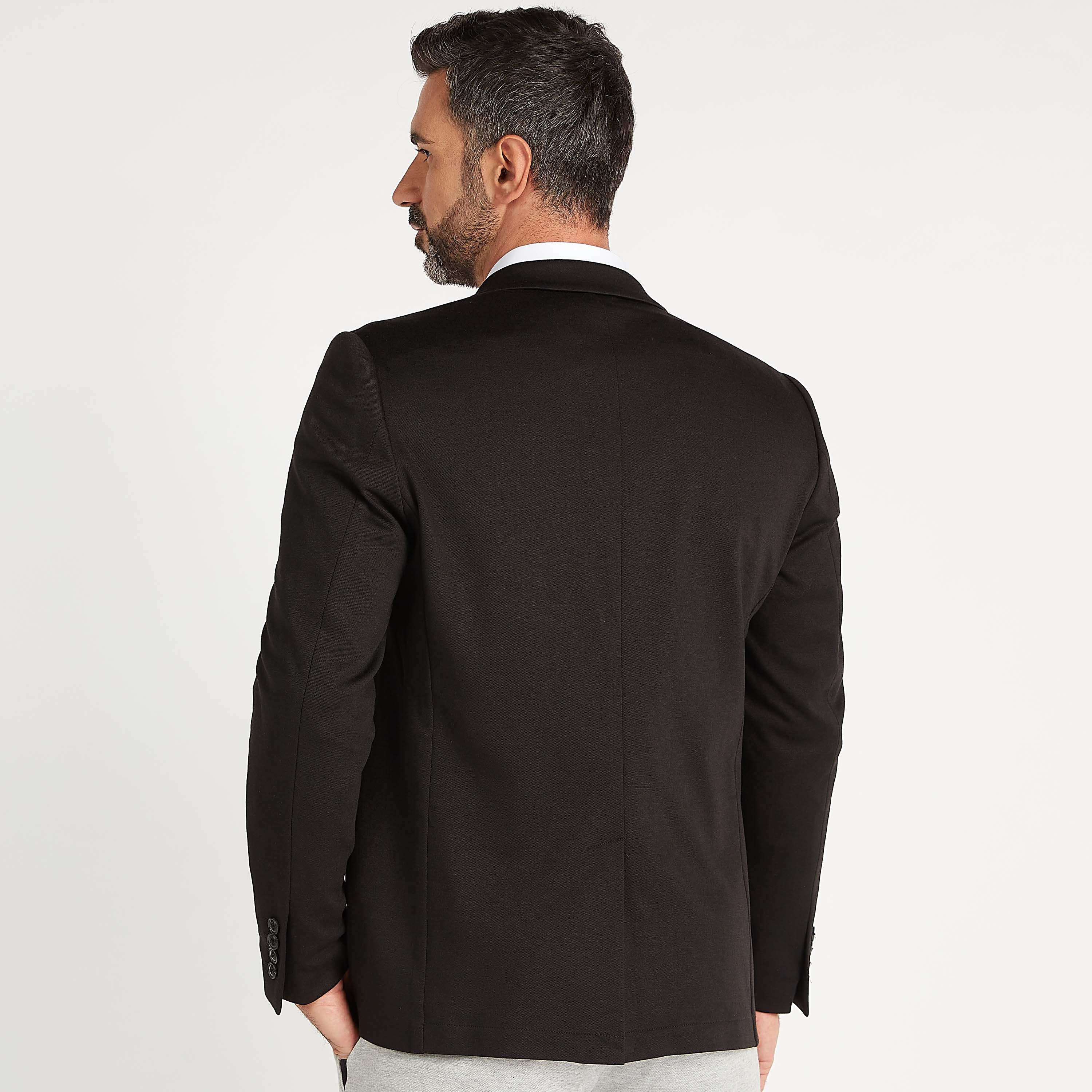 Textured Formal Blazer with Long Sleeves and Notched Lapel-men-winterwear-jacketsandblazers-image-4