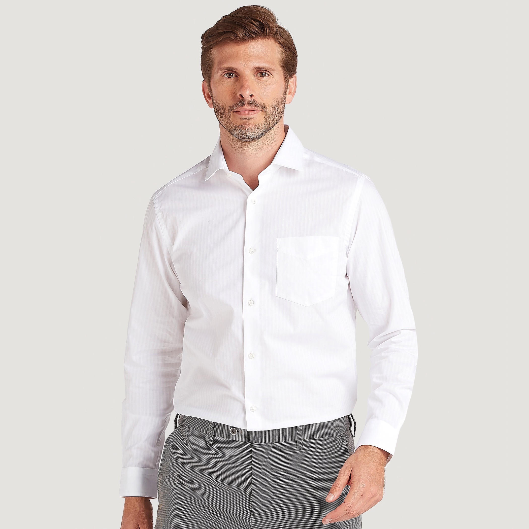 قميص سيلف مخطّط بأكمام طويلة وجيب خارجي-men-clothing-shirts-image-1
