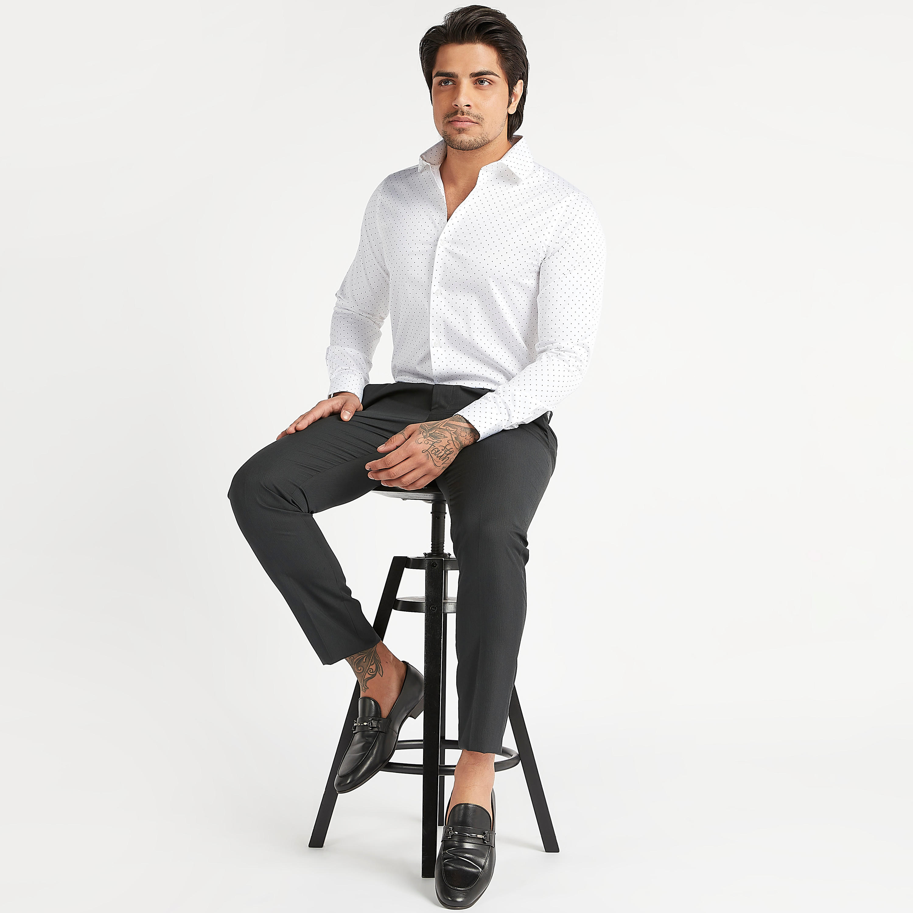 Polka Dot Print Shirt with Spread Collar and Long Sleeves-men-clothing-shirts-image-3