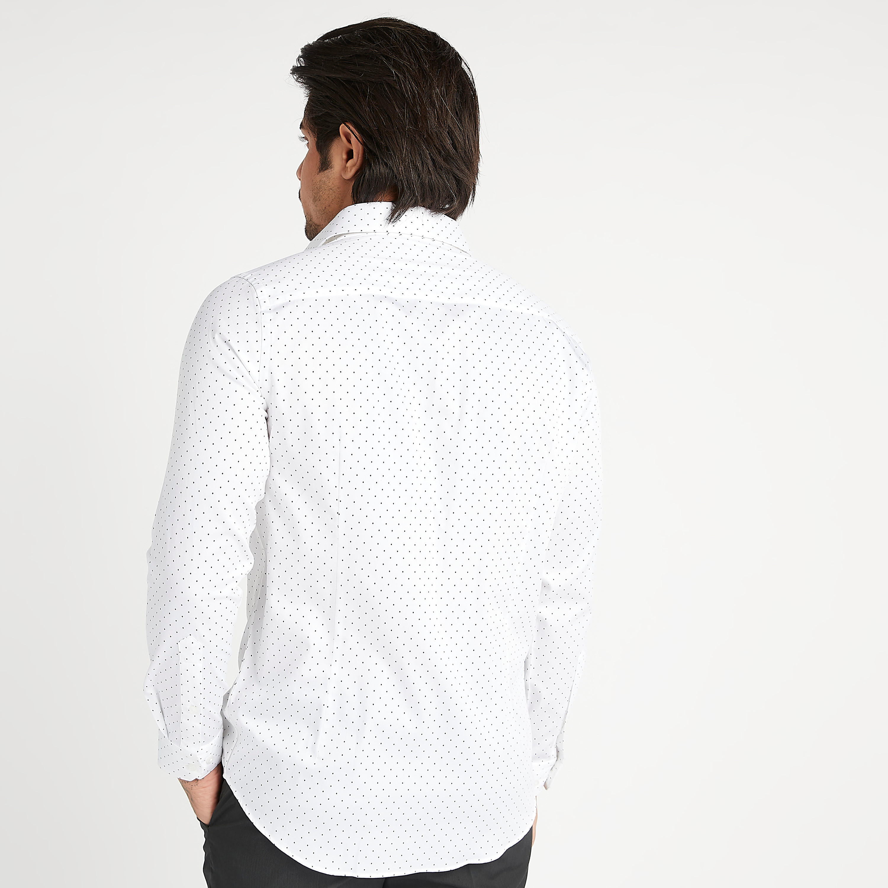 Polka Dot Print Shirt with Spread Collar and Long Sleeves-men-clothing-shirts-image-4