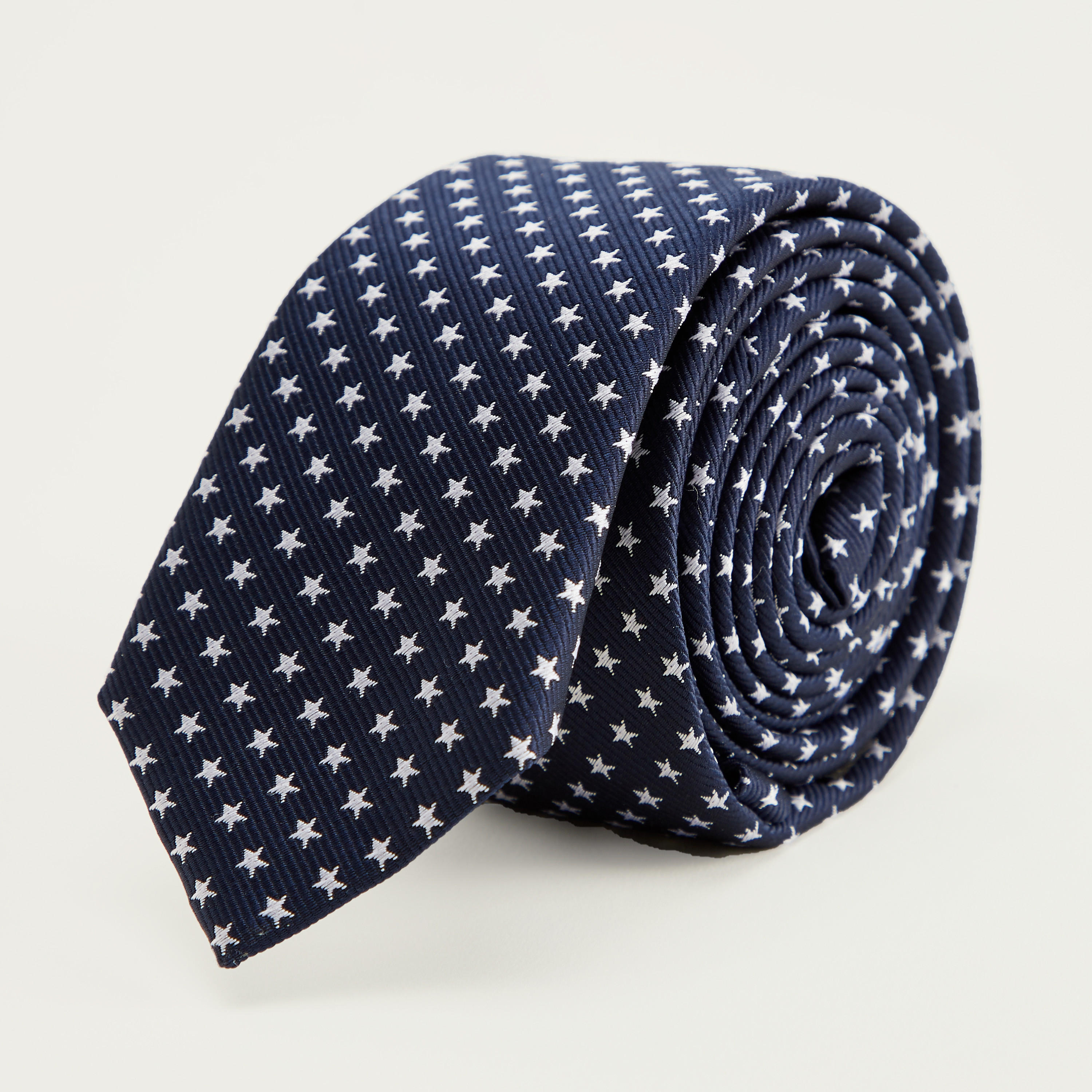 Star Print Tie with Keeper Loop-men-tiesandcufflinks-pocketsquares-image-2