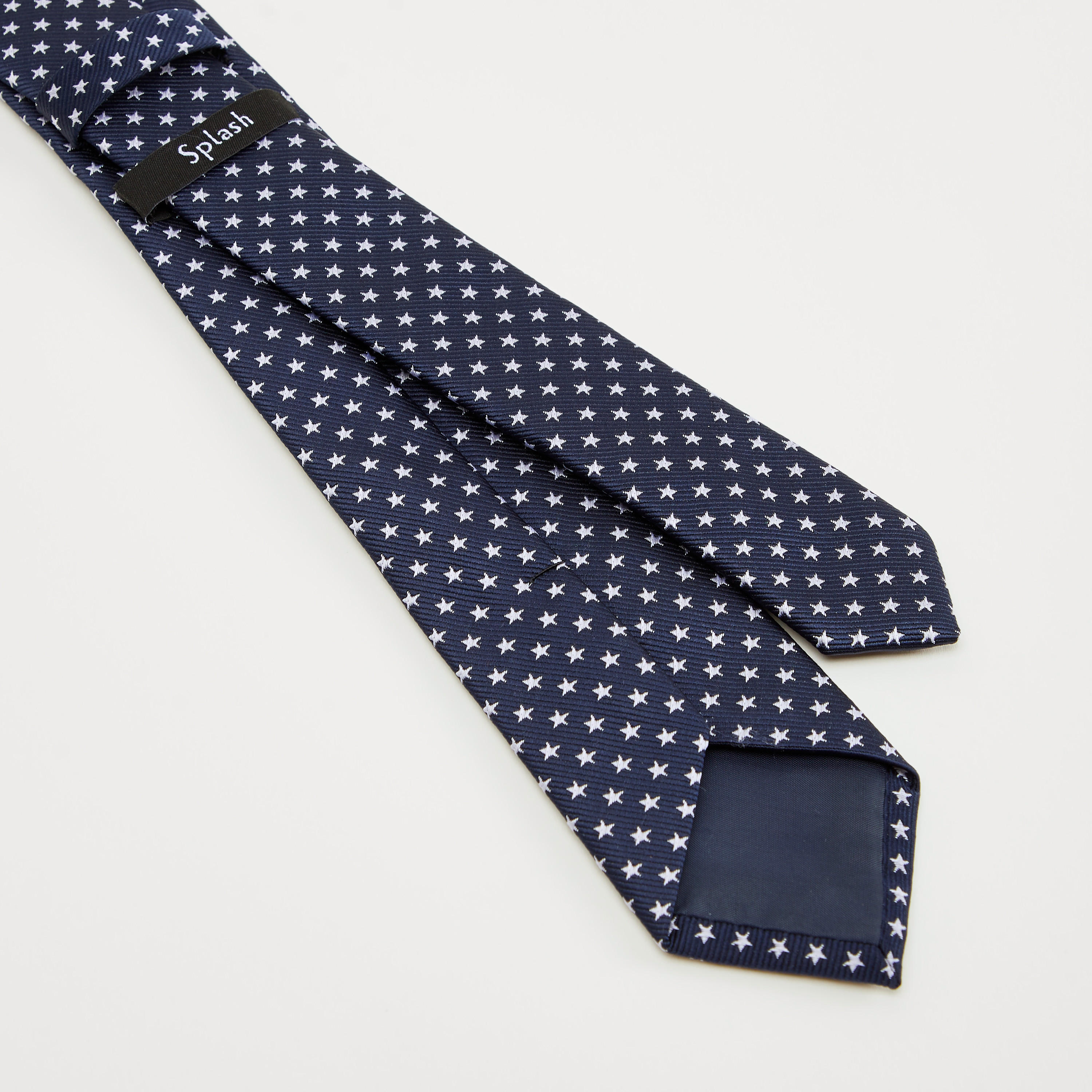 Star Print Tie with Keeper Loop-men-tiesandcufflinks-pocketsquares-image-4