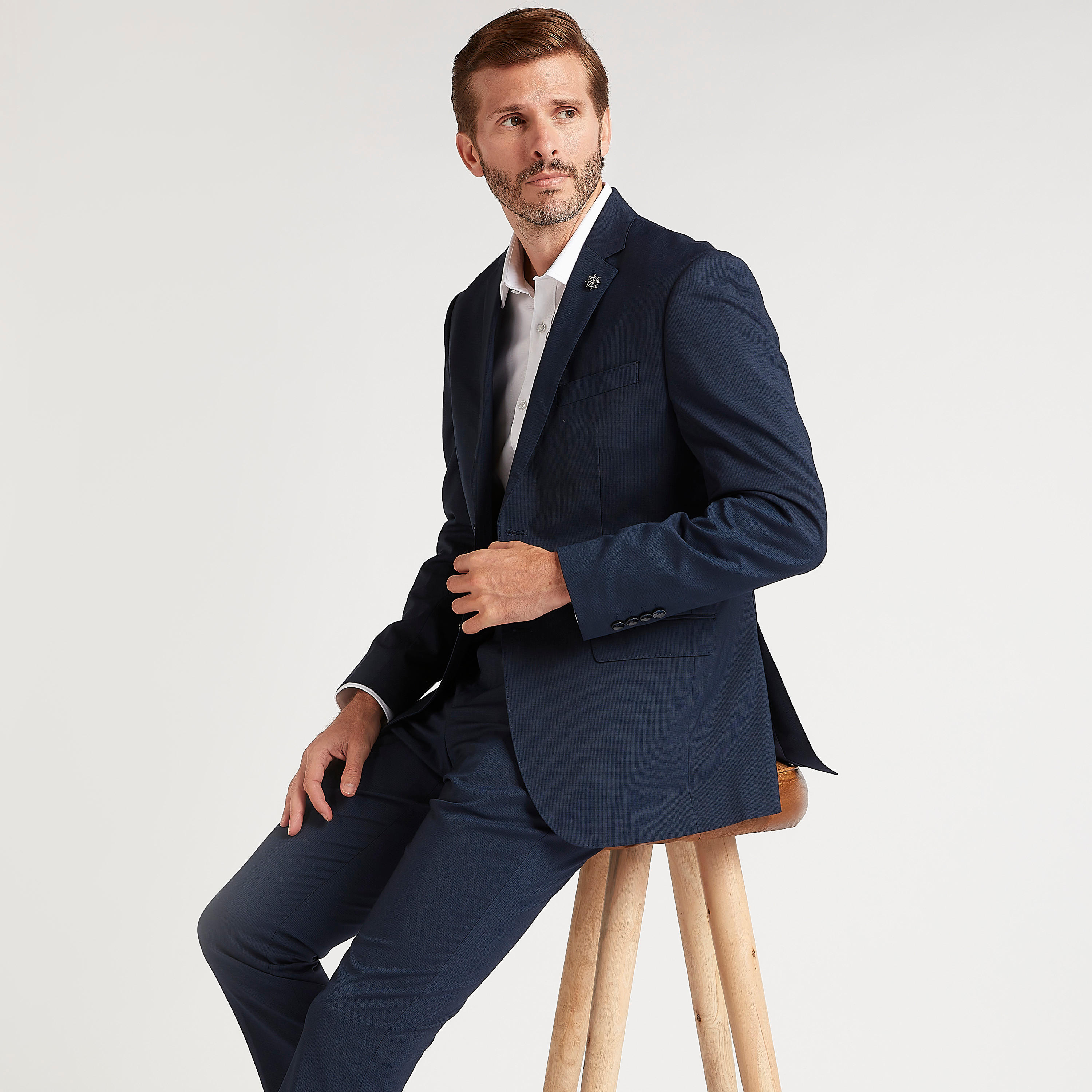 Textured Formal Slim Fit Blazer with Notch Lapel and Long Sleeves-men-winterwear-jacketsandblazers-image-1