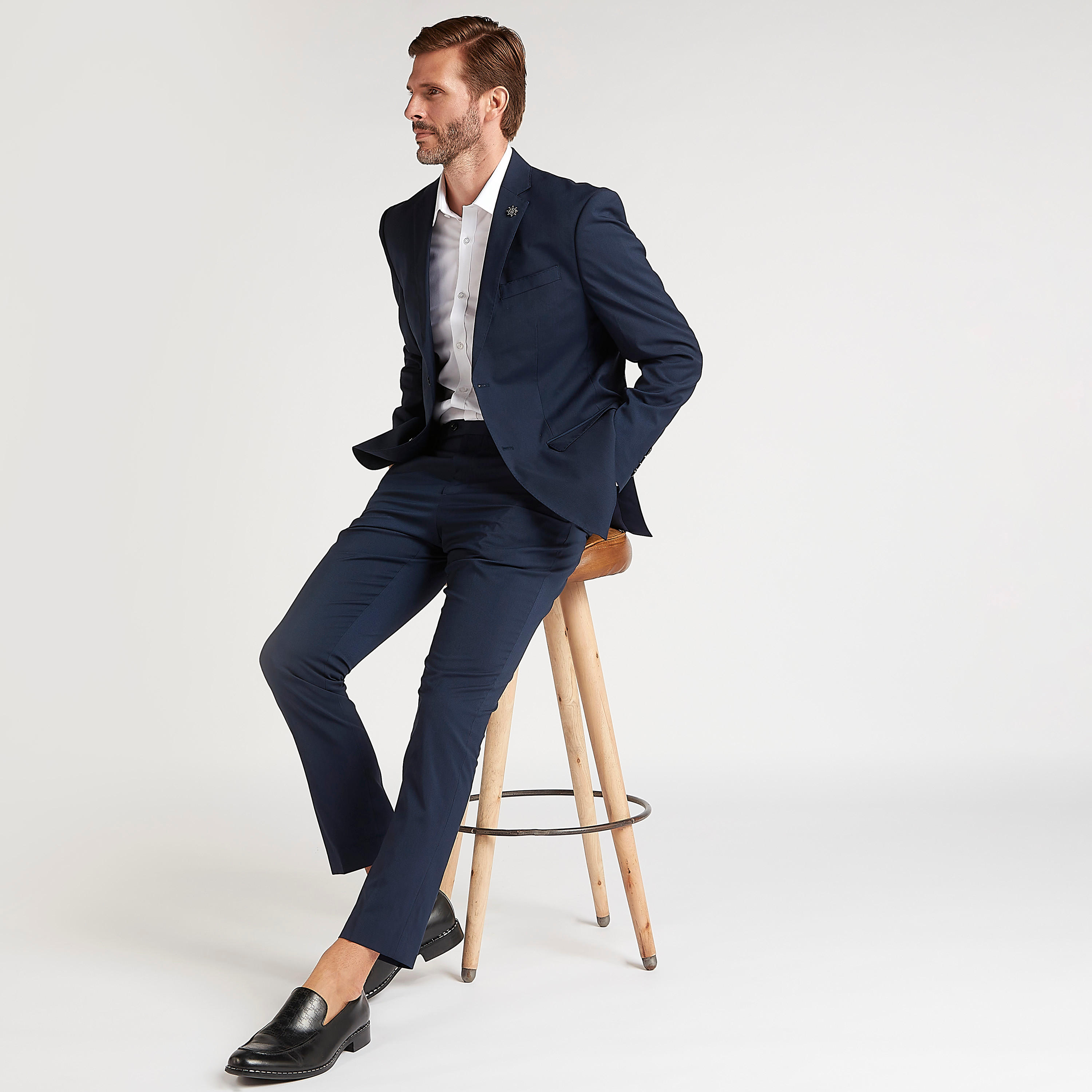 Textured Formal Slim Fit Blazer with Notch Lapel and Long Sleeves-men-winterwear-jacketsandblazers-image-2