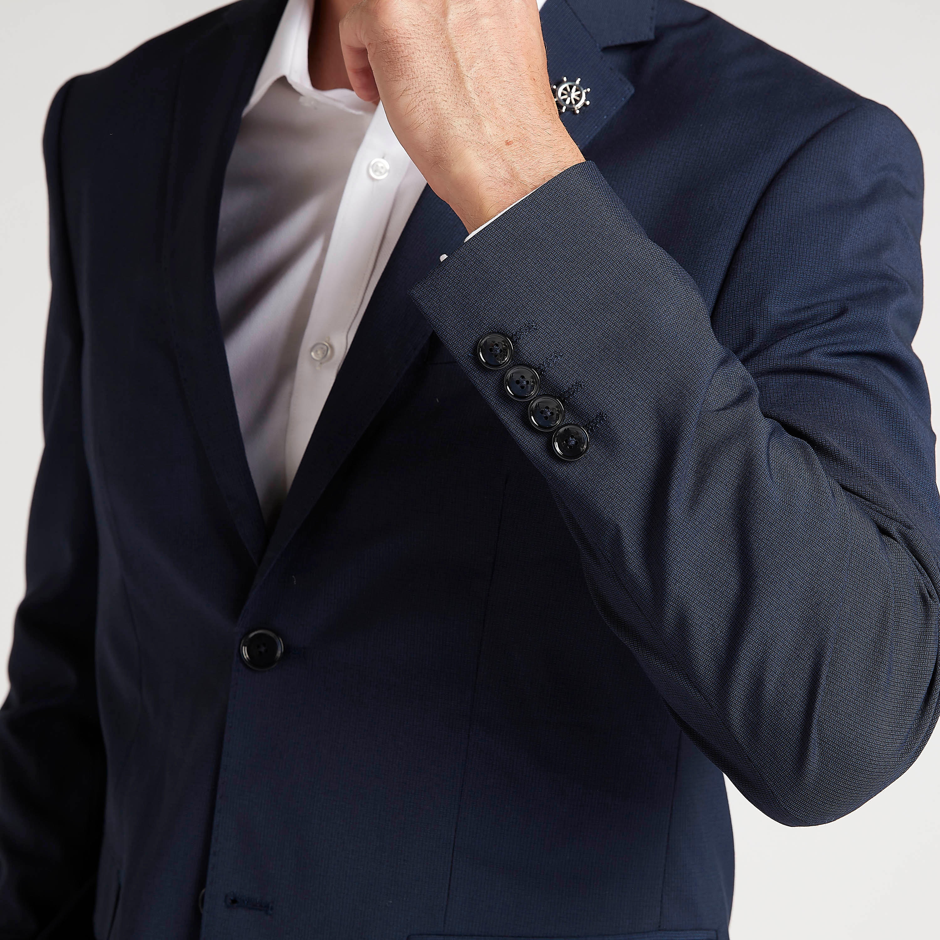 Textured Formal Slim Fit Blazer with Notch Lapel and Long Sleeves-men-winterwear-jacketsandblazers-image-3