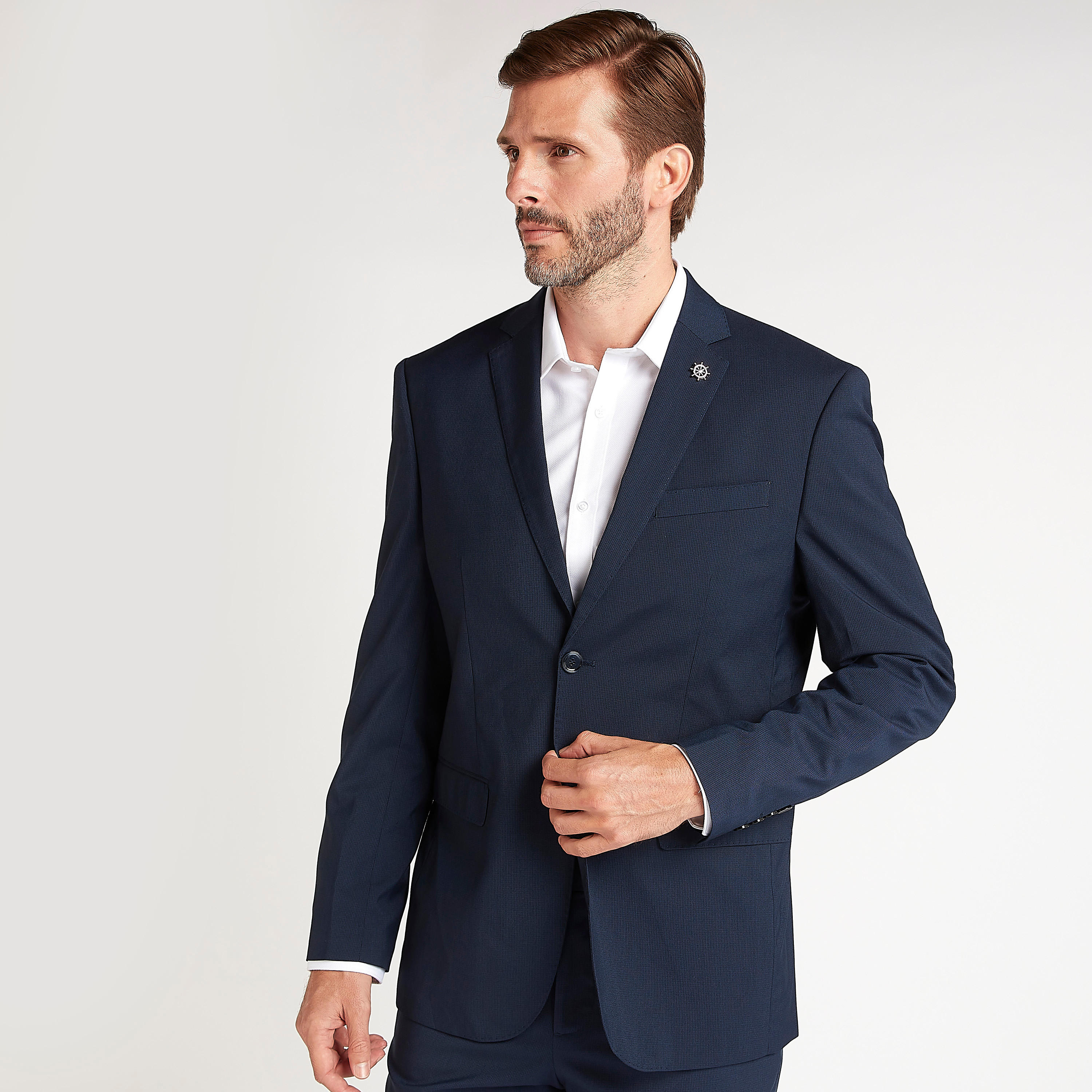 Textured Formal Slim Fit Blazer with Notch Lapel and Long Sleeves-men-winterwear-jacketsandblazers-image-5