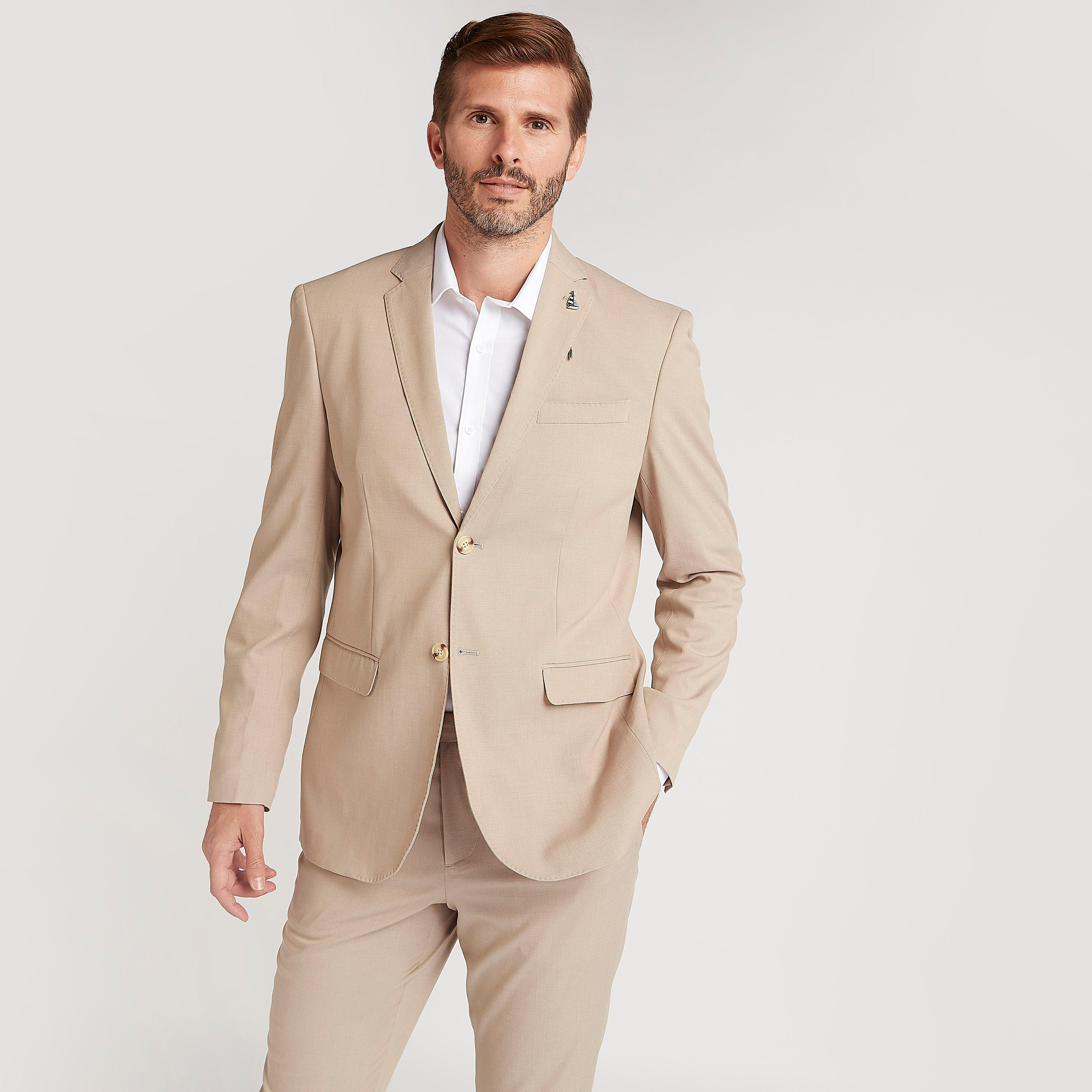 Textured Formal Blazer with Lapel Collar and Long Sleeves-men-winterwear-jacketsandblazers-image-1