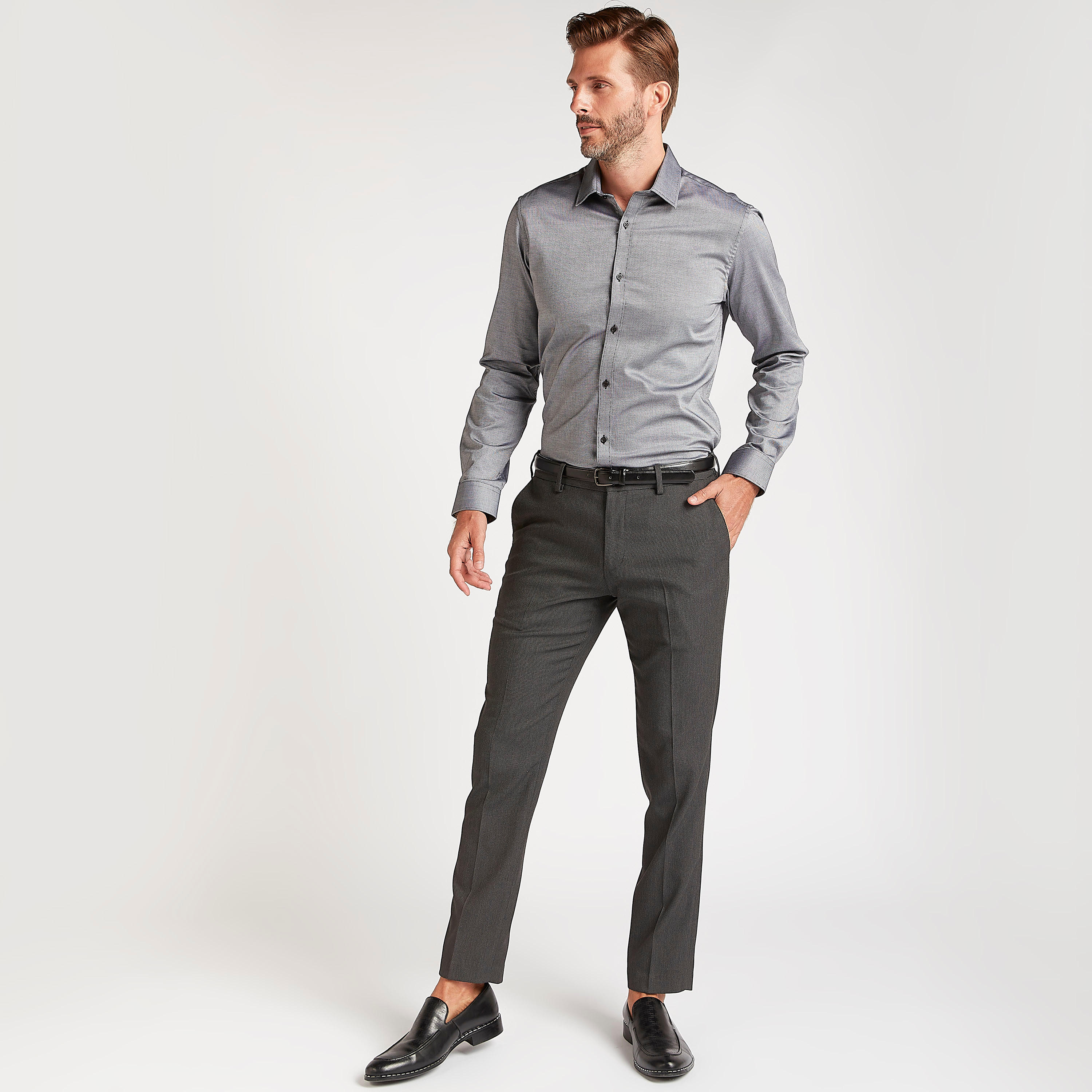 قميص بارز الملمس بقصّة سليم وأكمام طويلة-men-clothing-shirts-image-2