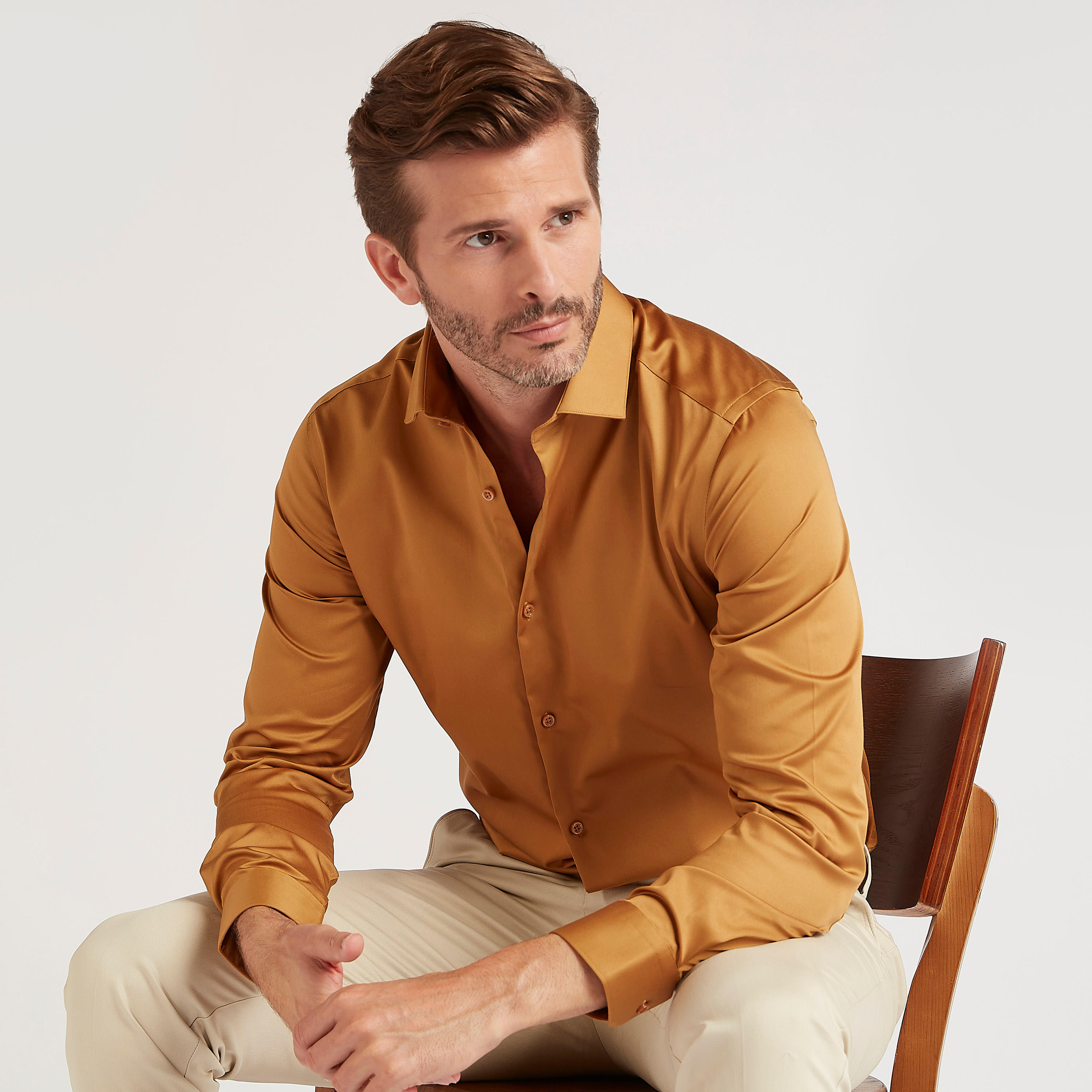 Solid Shirt with Spread Collar and Long Sleeves-men-clothing-shirts-image-1