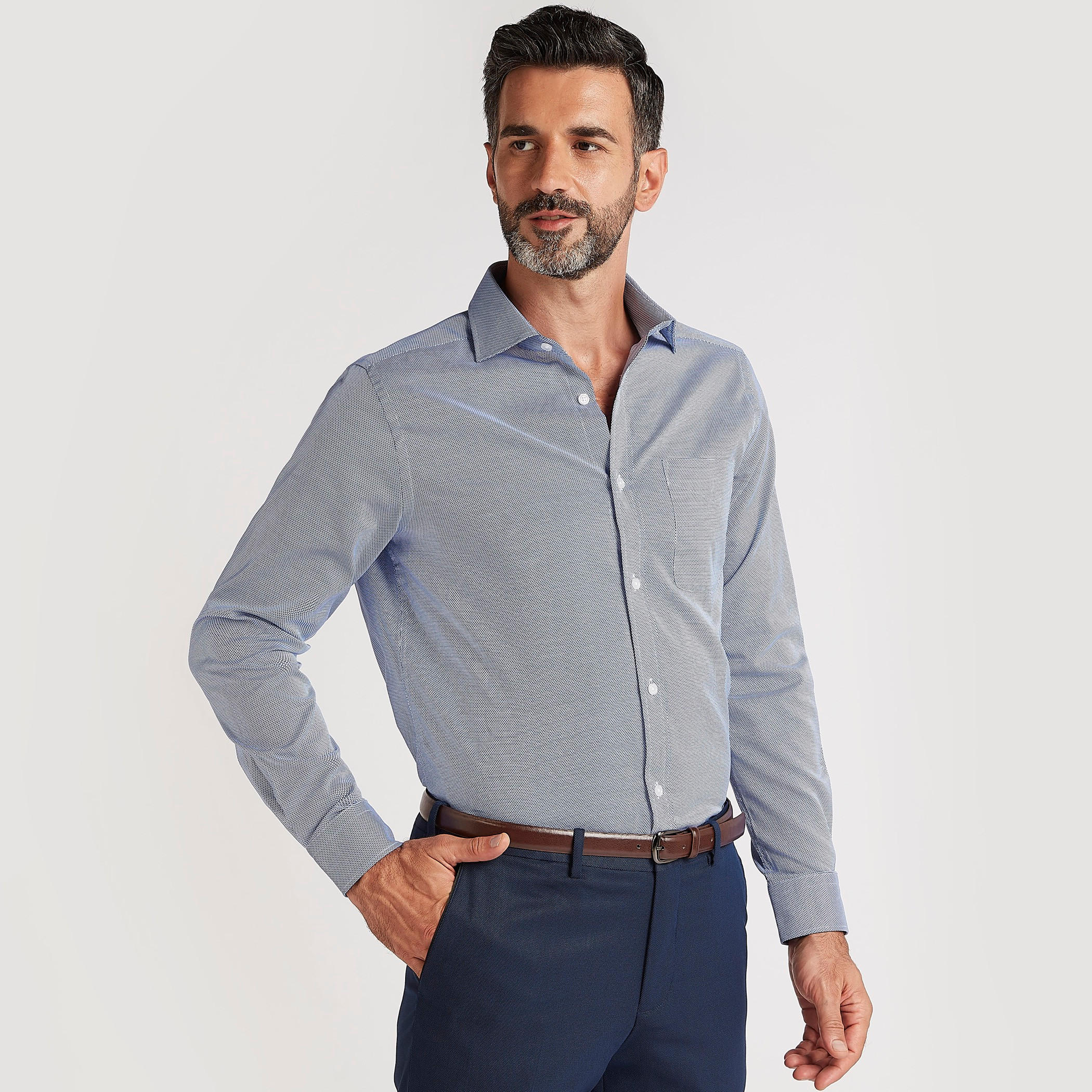 Textured Shirt with Long Sleeves and Patch Pocket-men-clothing-shirts-image-1