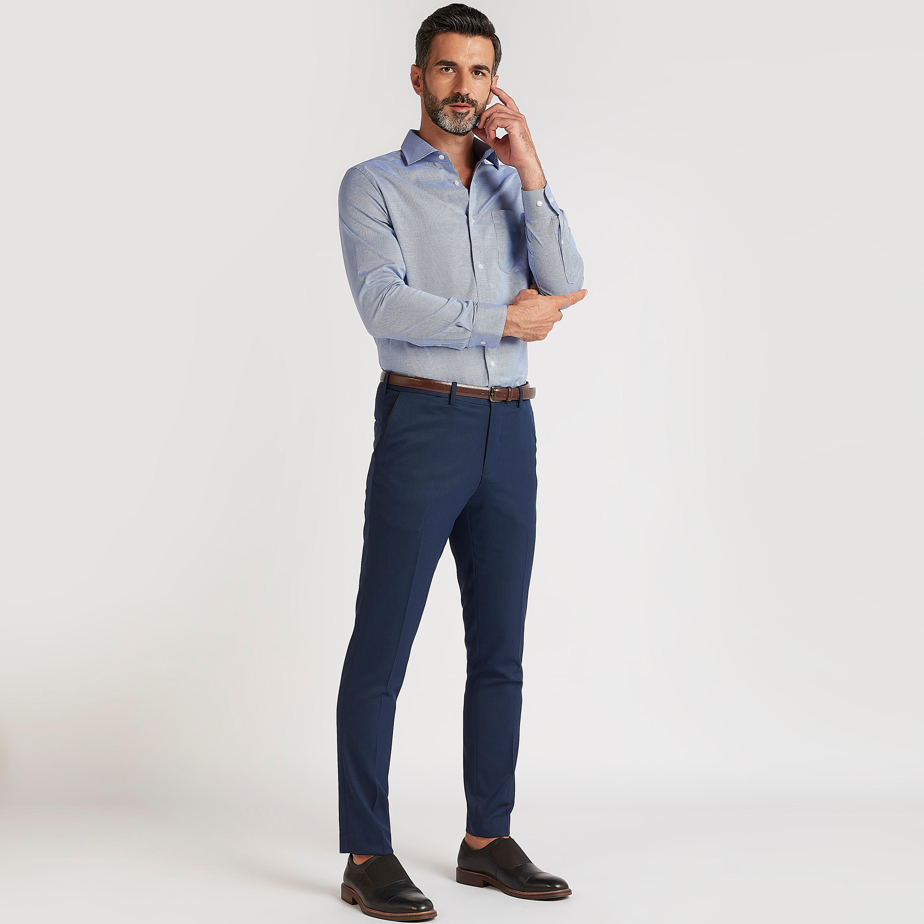 Textured Shirt with Long Sleeves and Patch Pocket-men-clothing-shirts-image-2