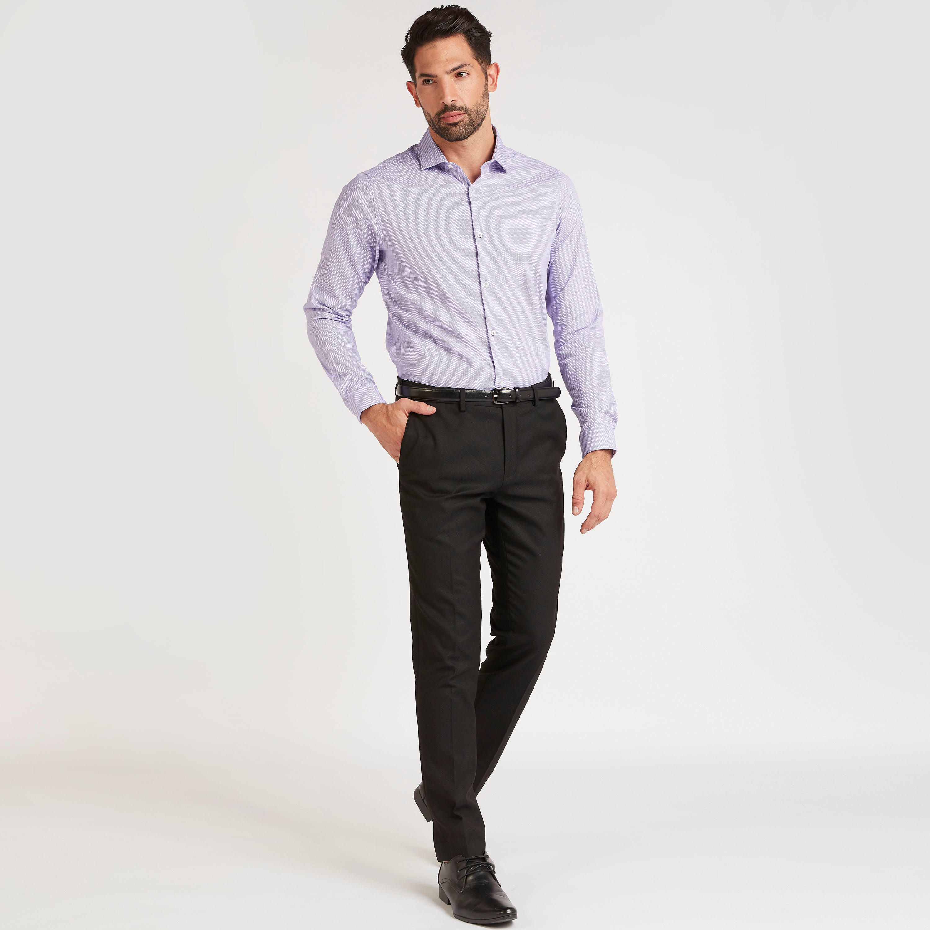 قميص بارز الملمس بياقة واسعة وأكمام طويلة-men-clothing-shirts-image-2