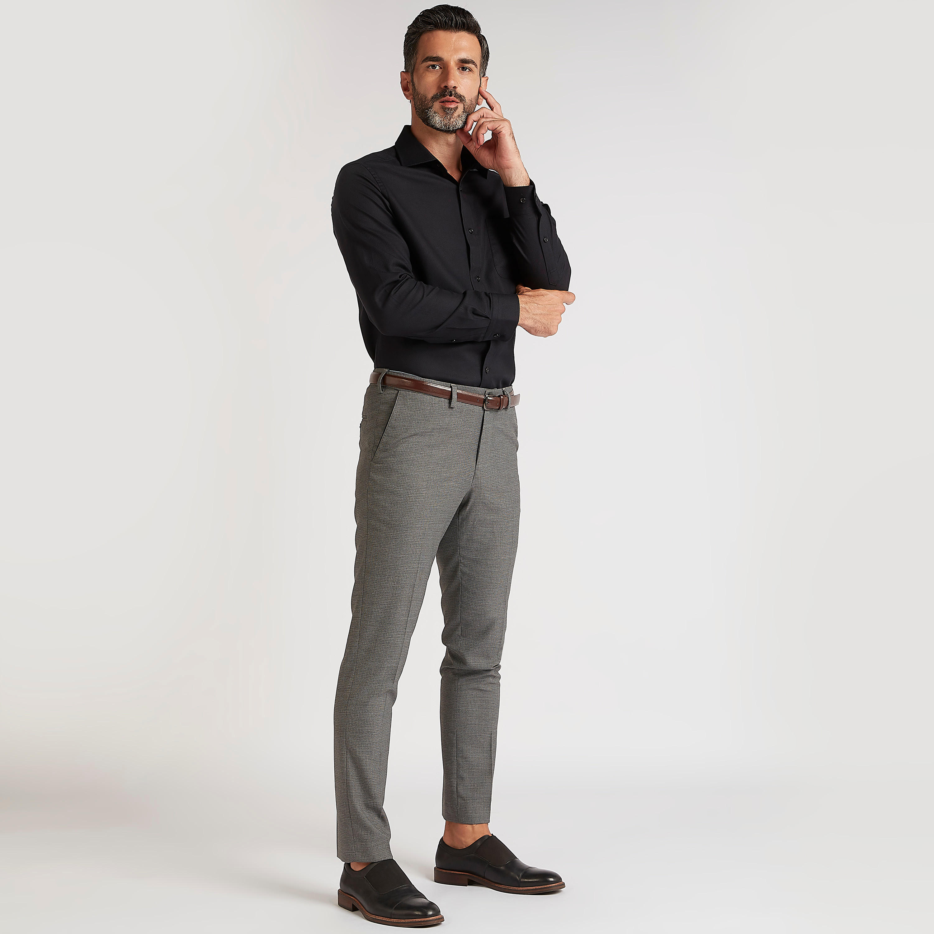 Textured Shirt with Long Sleeves and Chest Pocket-men-clothing-shirts-image-3