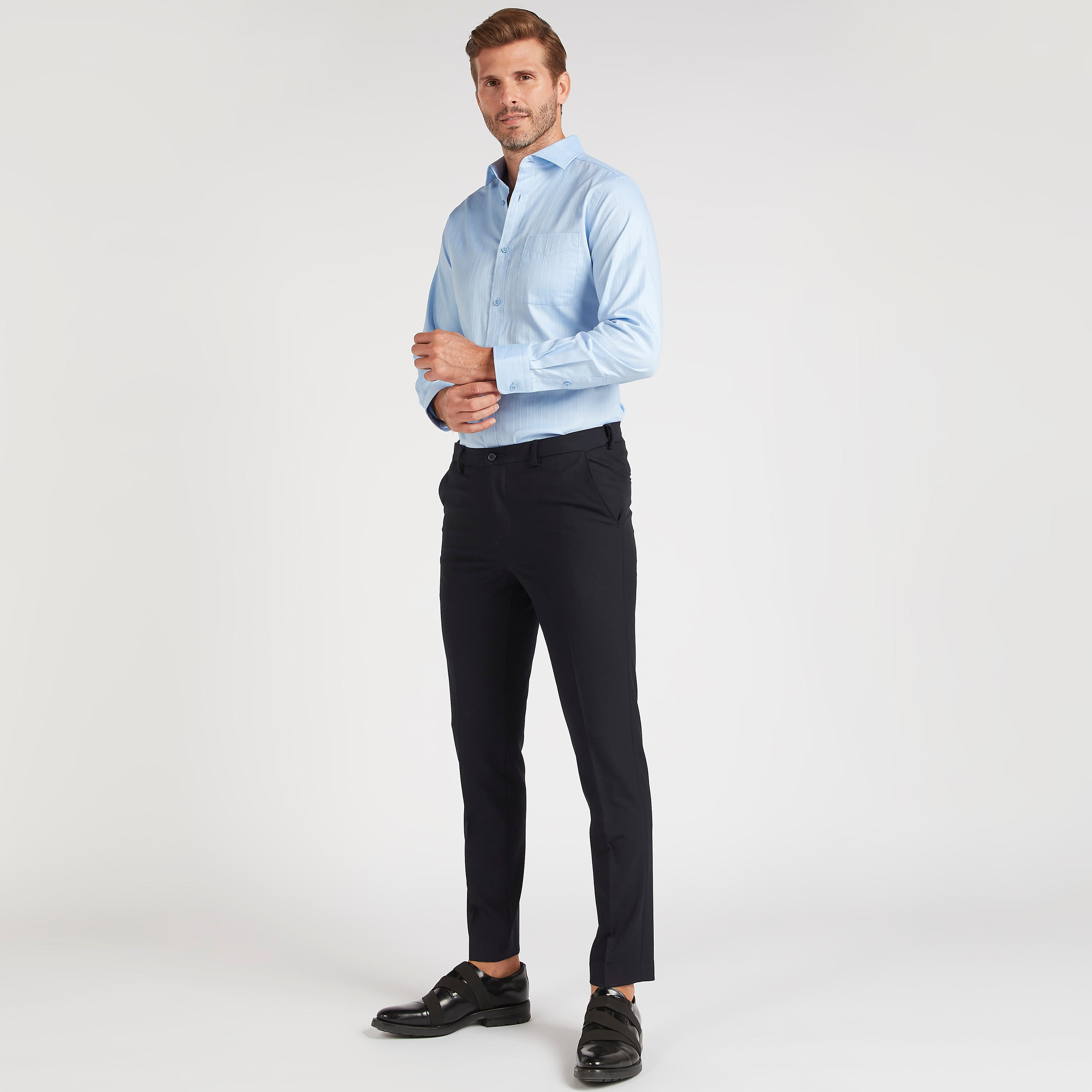 قميص مخطط بياقة عاديّة وأكمام طويلة-men-clothing-shirts-image-2