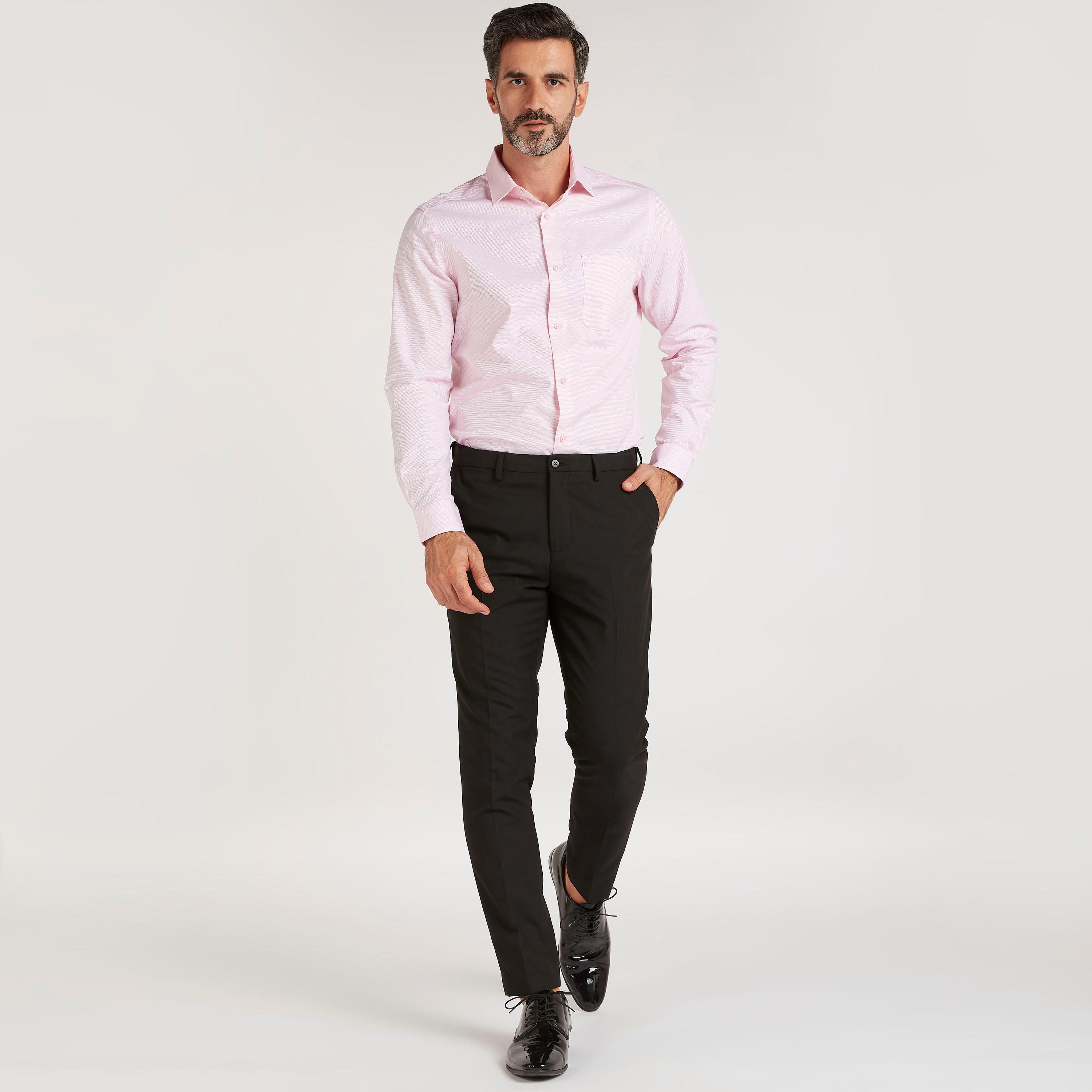Textured Formal Shirt with Long Sleeves and Chest Pocket-men-clothing-shirts-image-2