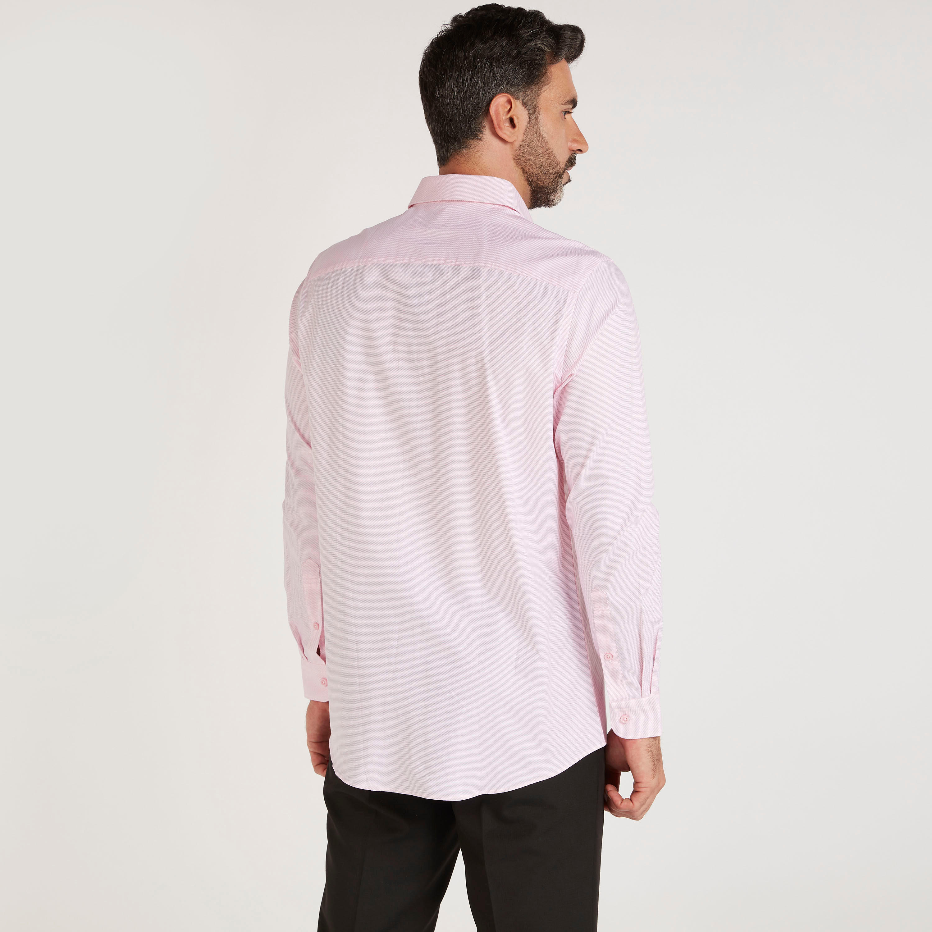 Textured Formal Shirt with Long Sleeves and Chest Pocket-men-clothing-shirts-image-4