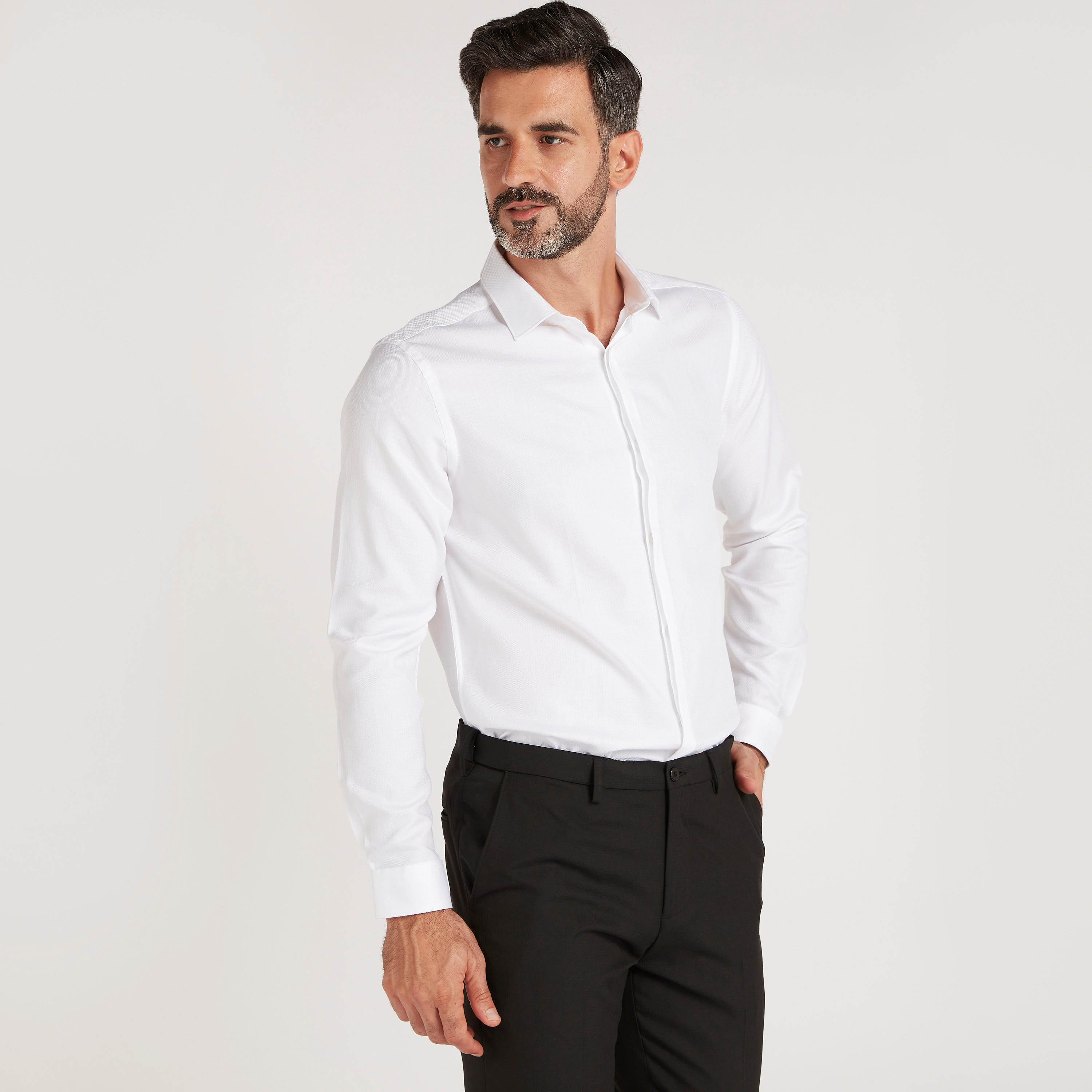 قميص بارز الملمس بقصّة سليم وأكمام طويلة-men-clothing-shirts-image-1