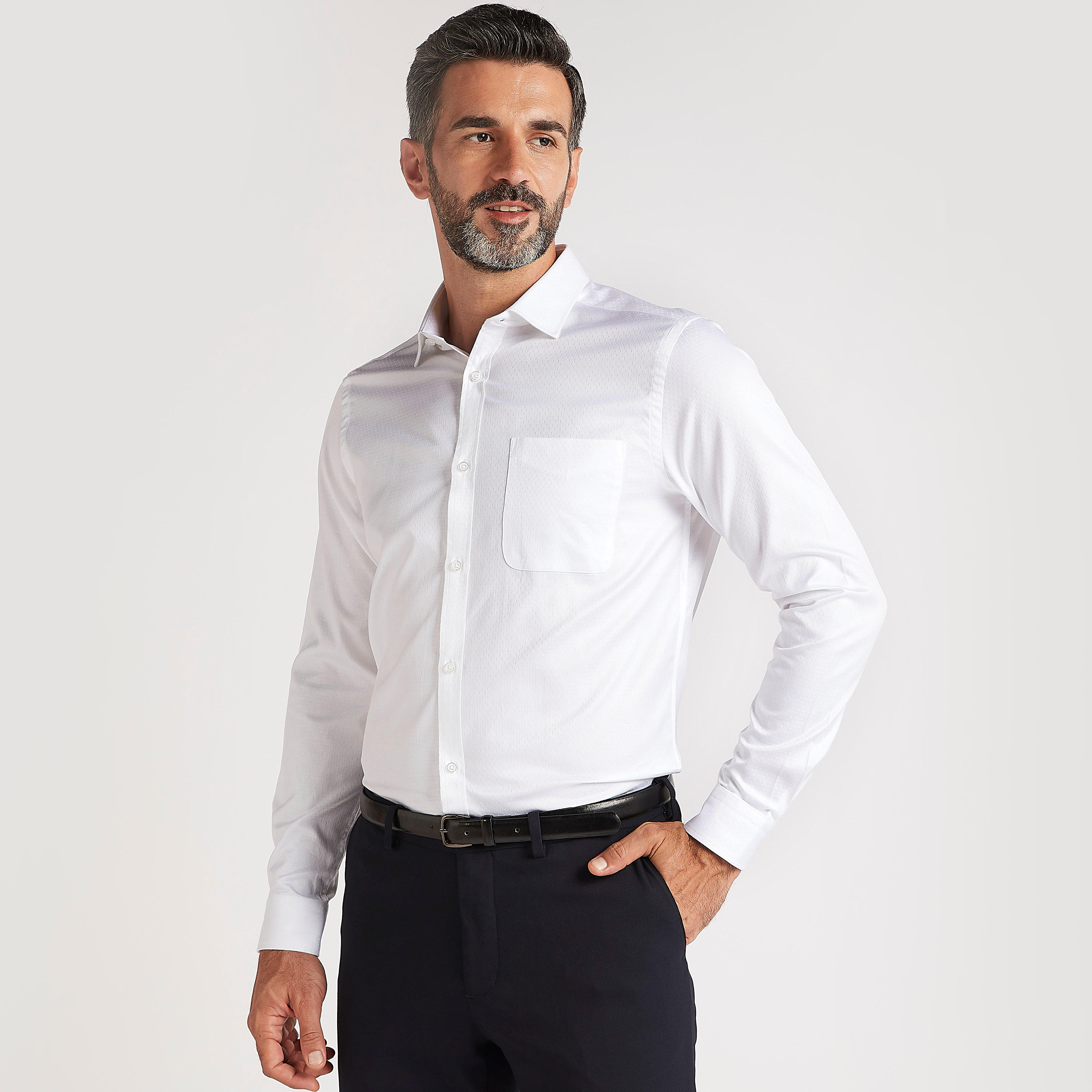 Textured Slim Fit Shirt with Long Sleeves-men-clothing-shirts-image-1