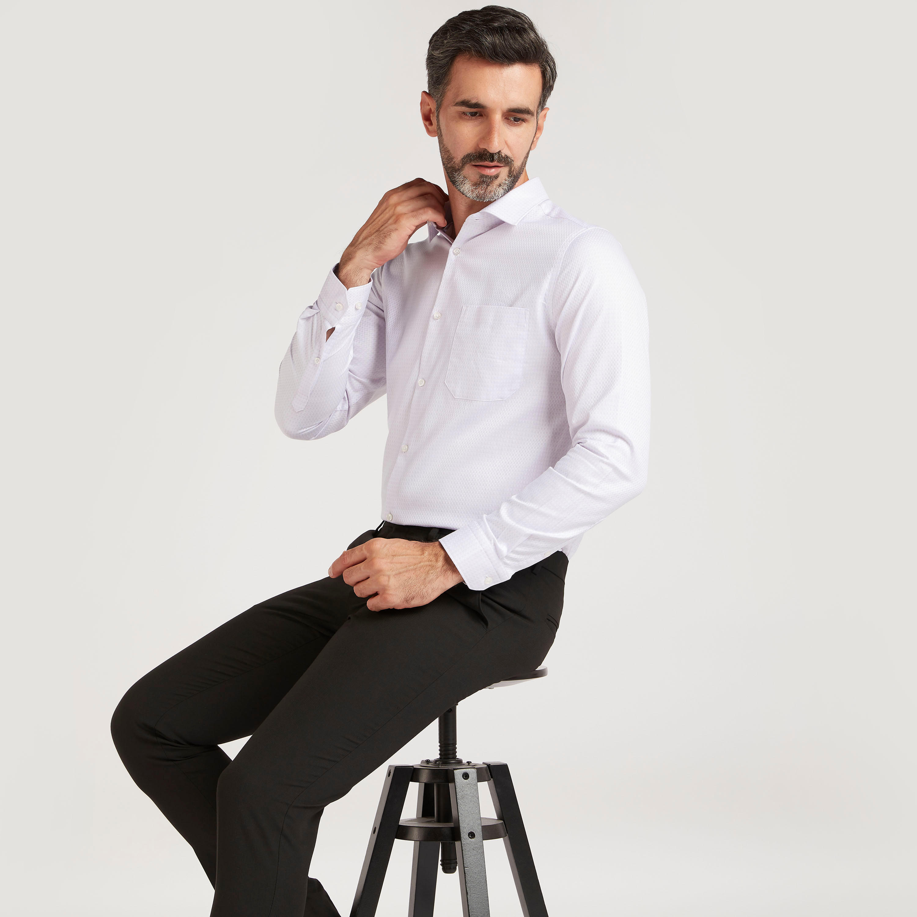 Textured Slim Fit Shirt with Long Sleeves-men-clothing-shirts-image-1