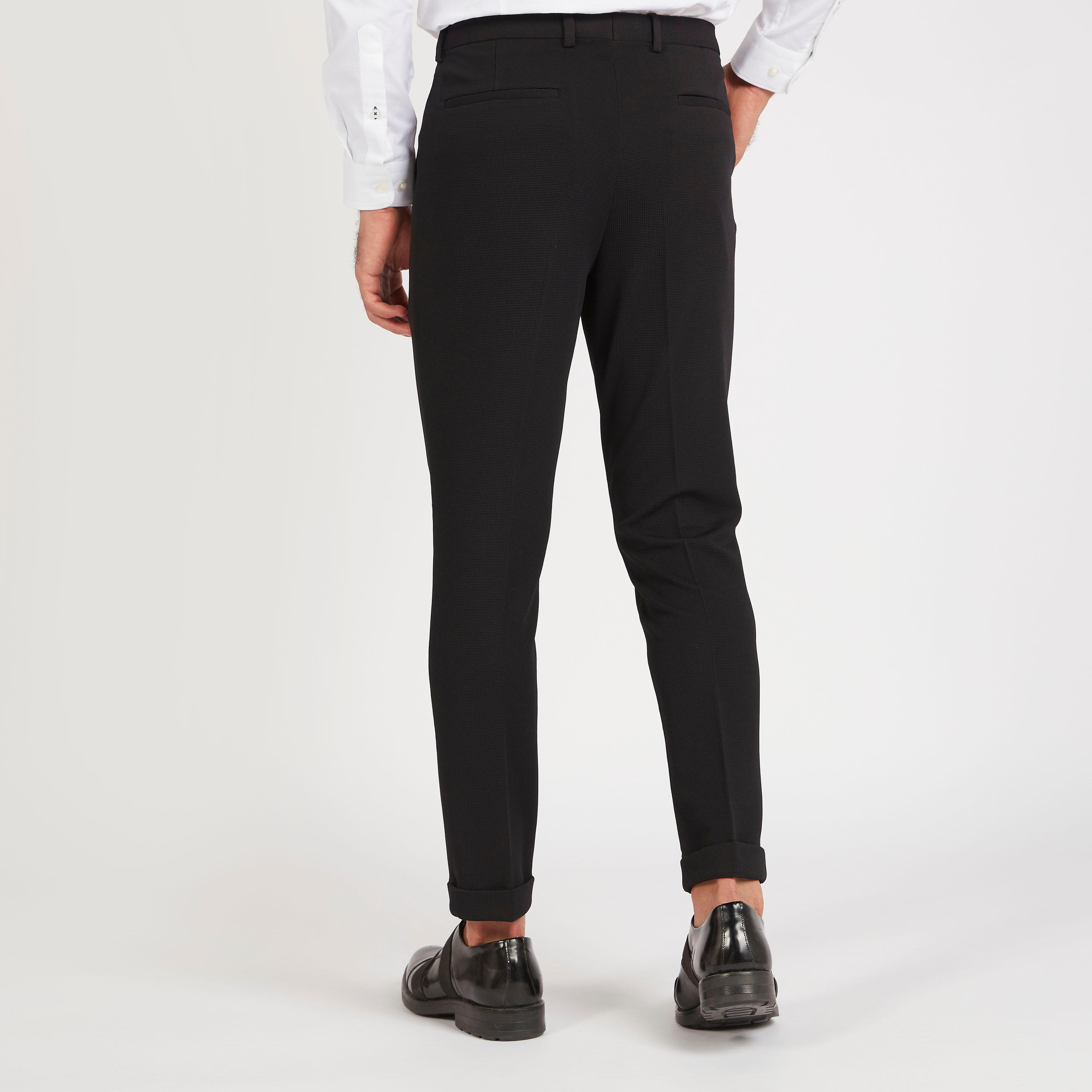 بنطلون بارز الملمس بخصر متوسّط الارتفاع وجيوب-men-clothing-bottoms-trousersandchinos-trousers-image-4