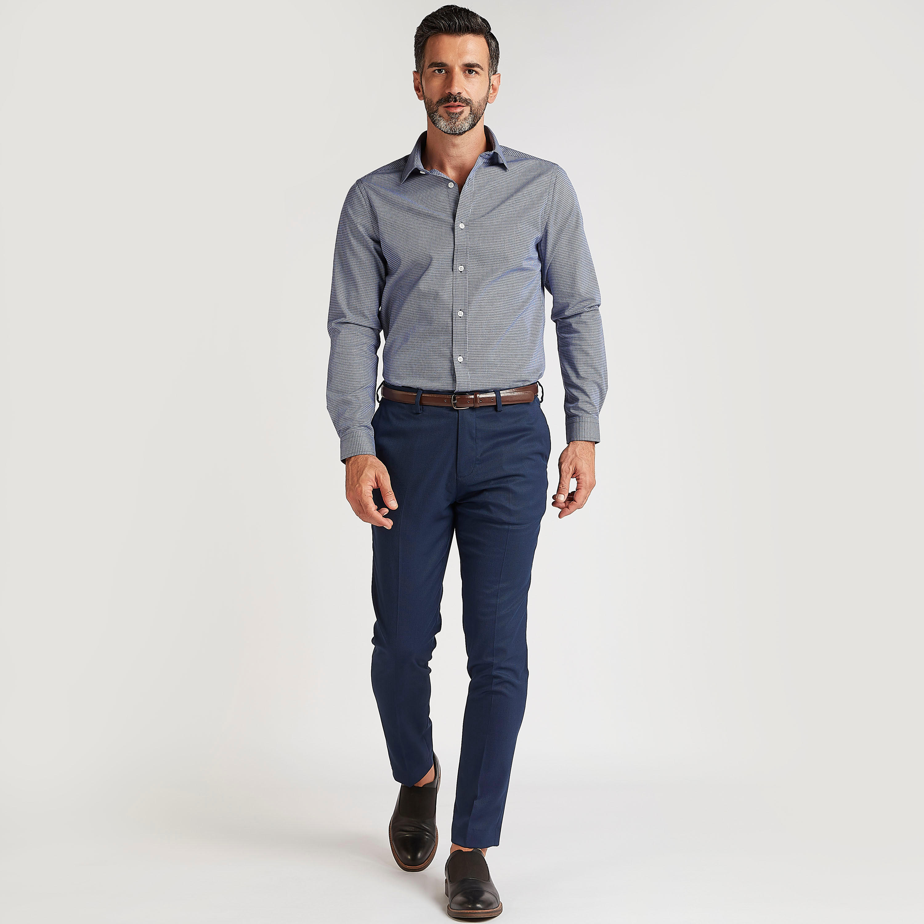 Checked Slim Fit Button Up Shirt with Long Sleeves-men-clothing-shirts-image-2