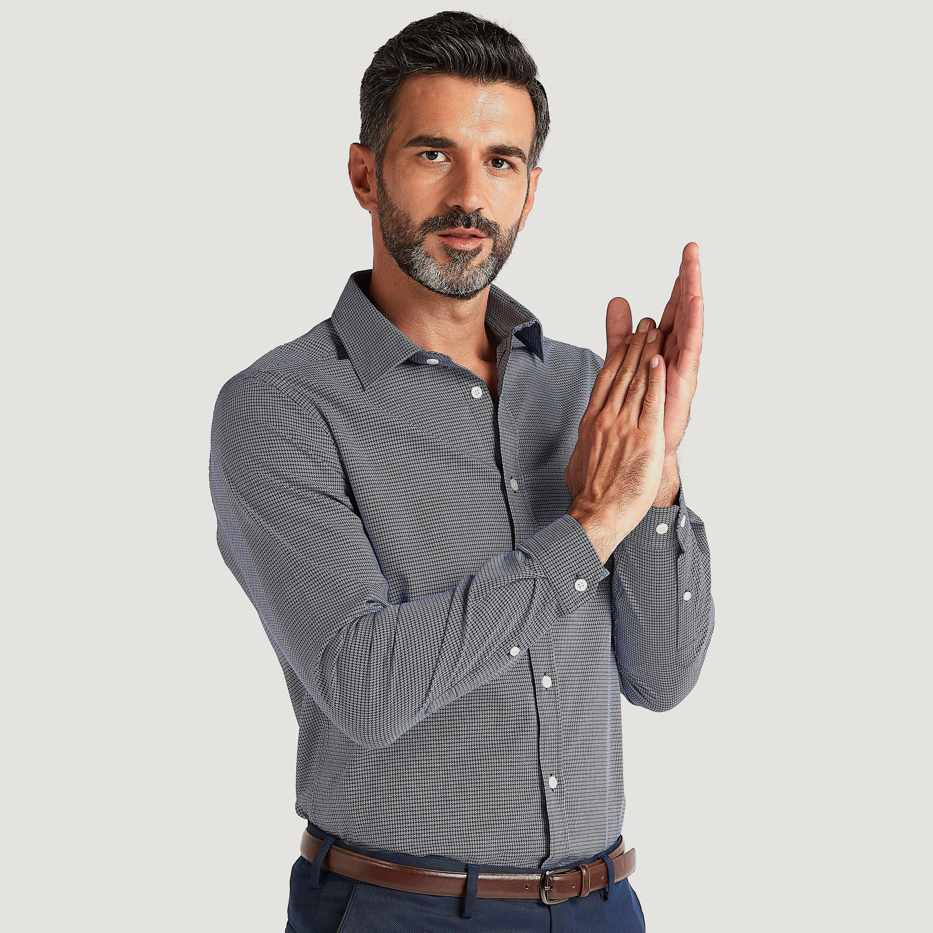 Checked Slim Fit Button Up Shirt with Long Sleeves-men-clothing-shirts-image-5