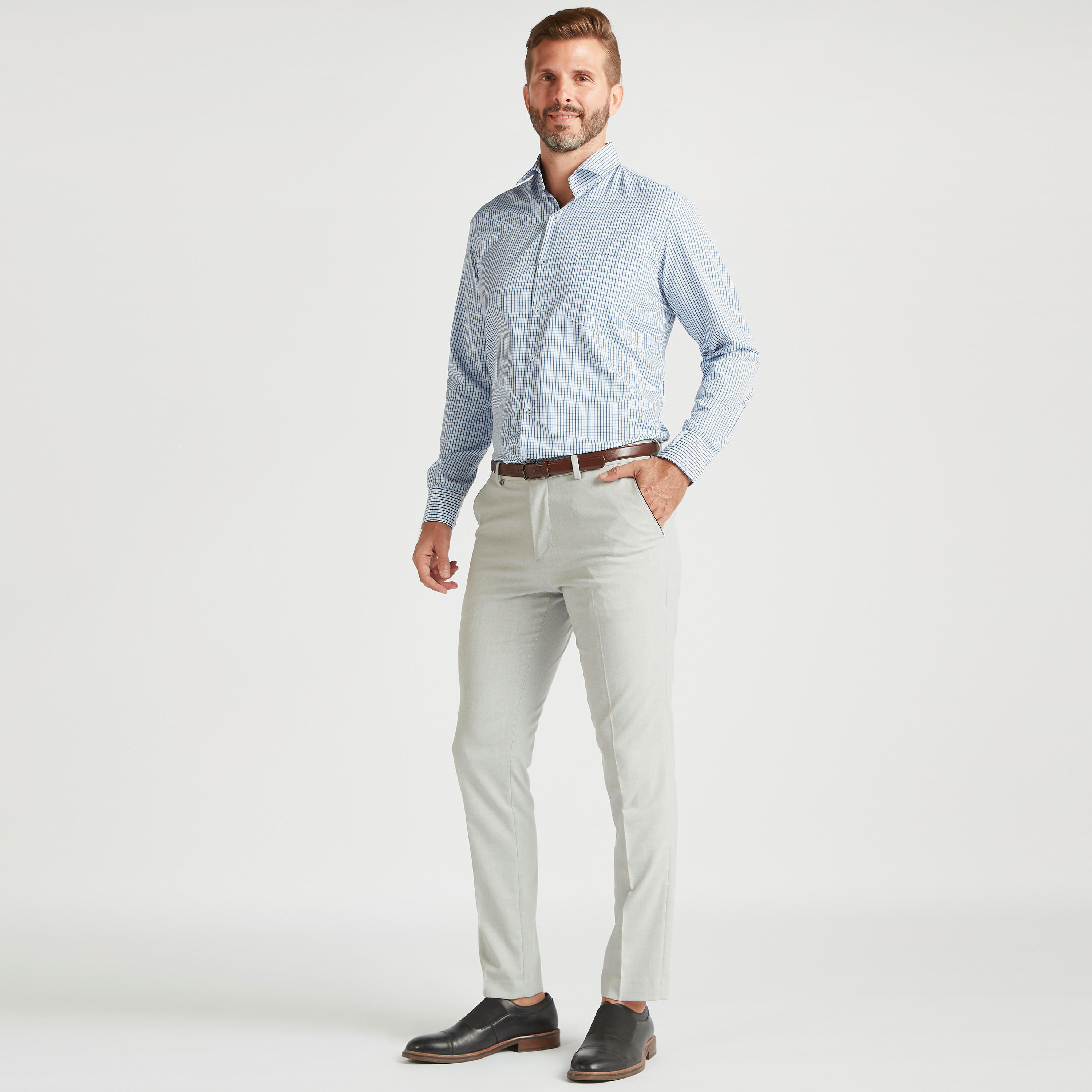 Checked Shirt with Chest Pocket and Long Sleeves-men-clothing-shirts-image-2