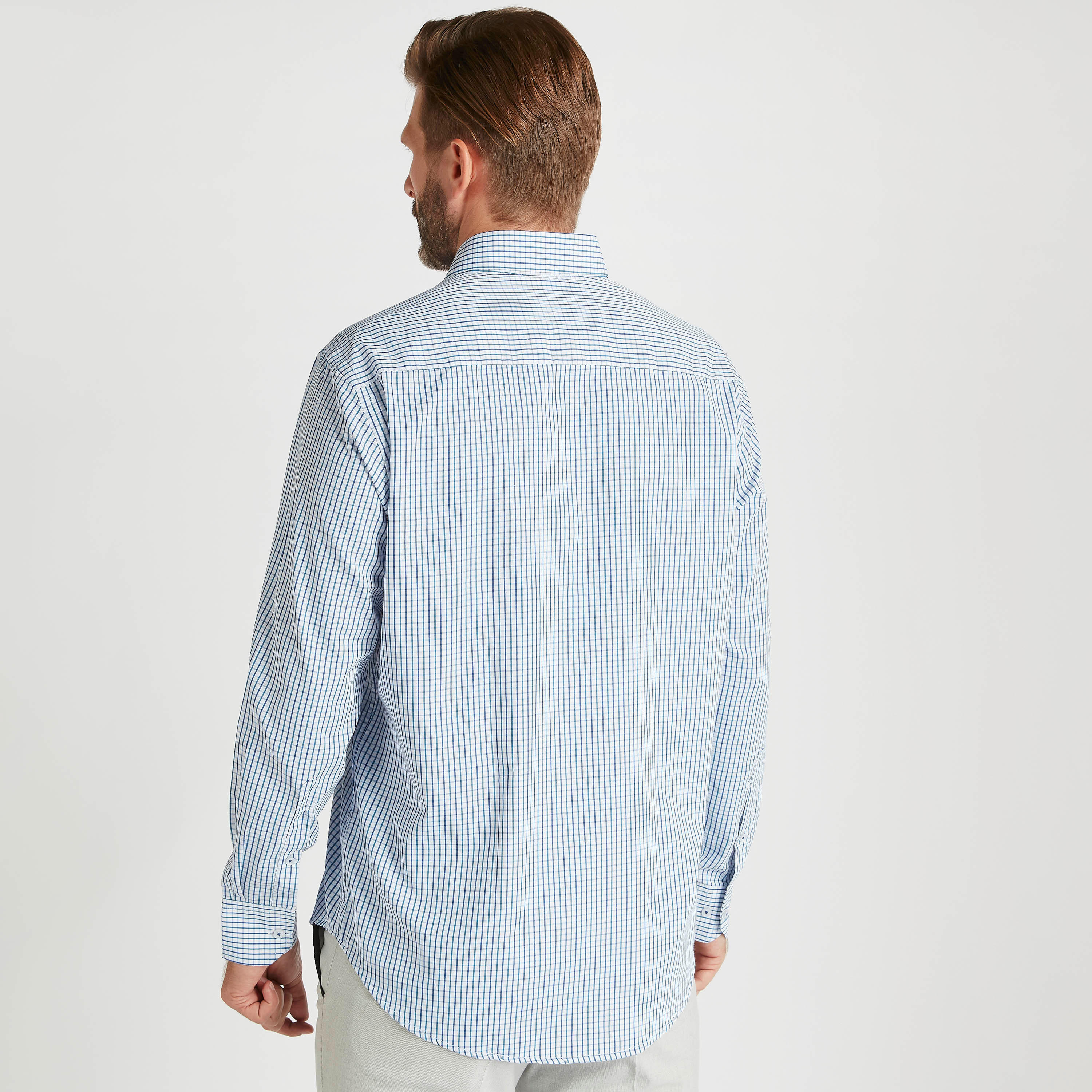 Checked Shirt with Chest Pocket and Long Sleeves-men-clothing-shirts-image-4