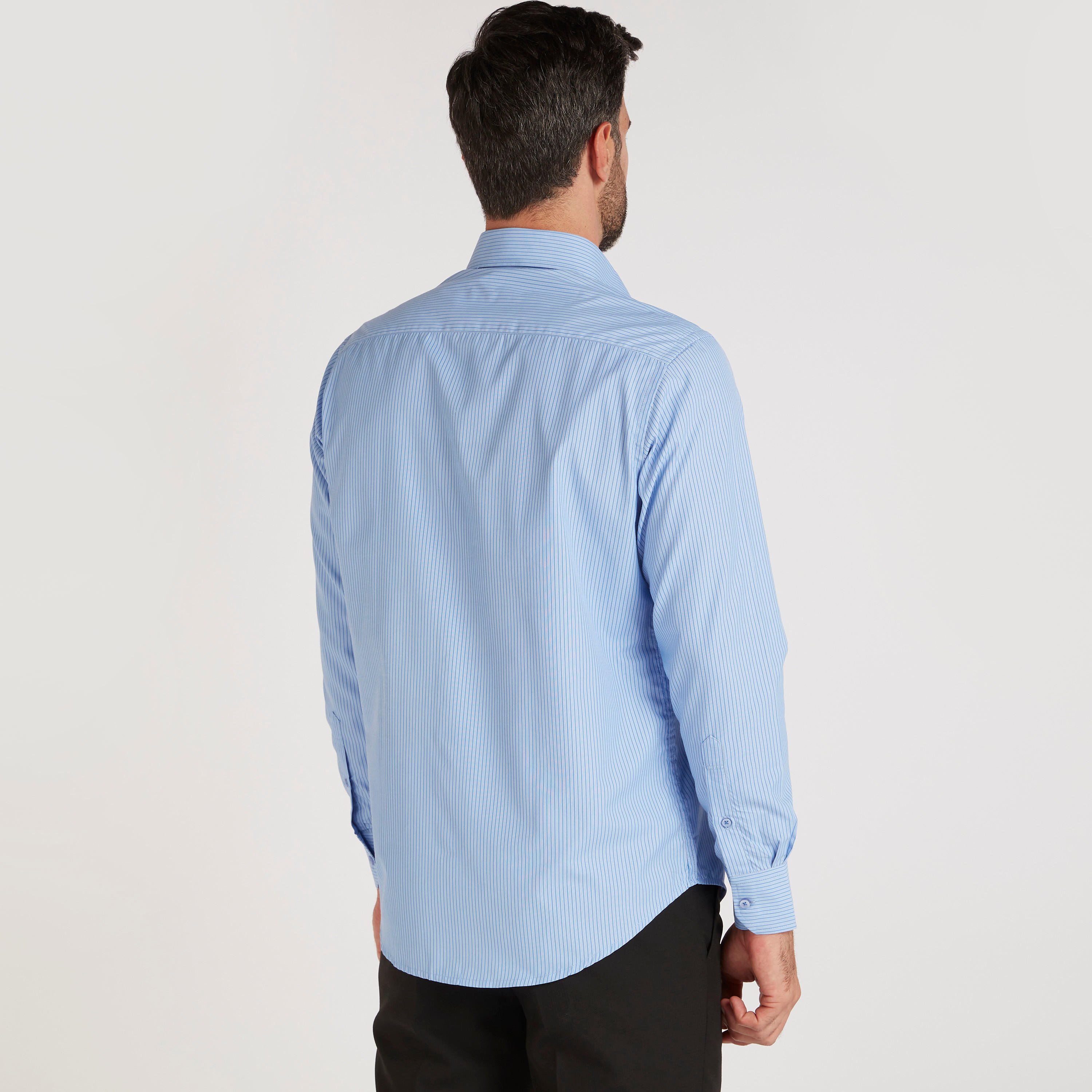 قميص رسمي مخطط بأكمام طويلة وجيب على الصدر-men-clothing-shirts-image-4