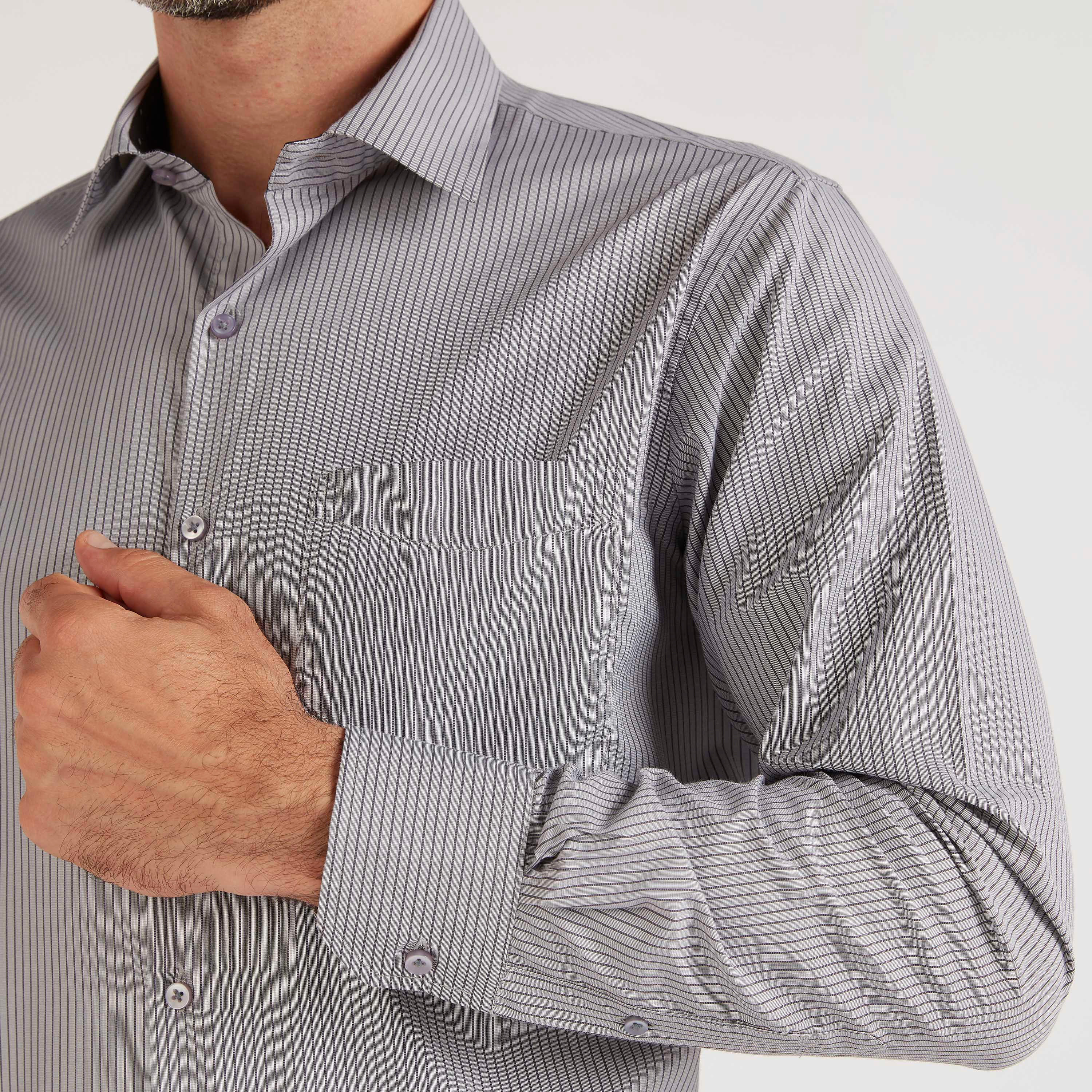 Striped Formal Shirt with Long Sleeves and Chest Pocket-men-clothing-shirts-image-3
