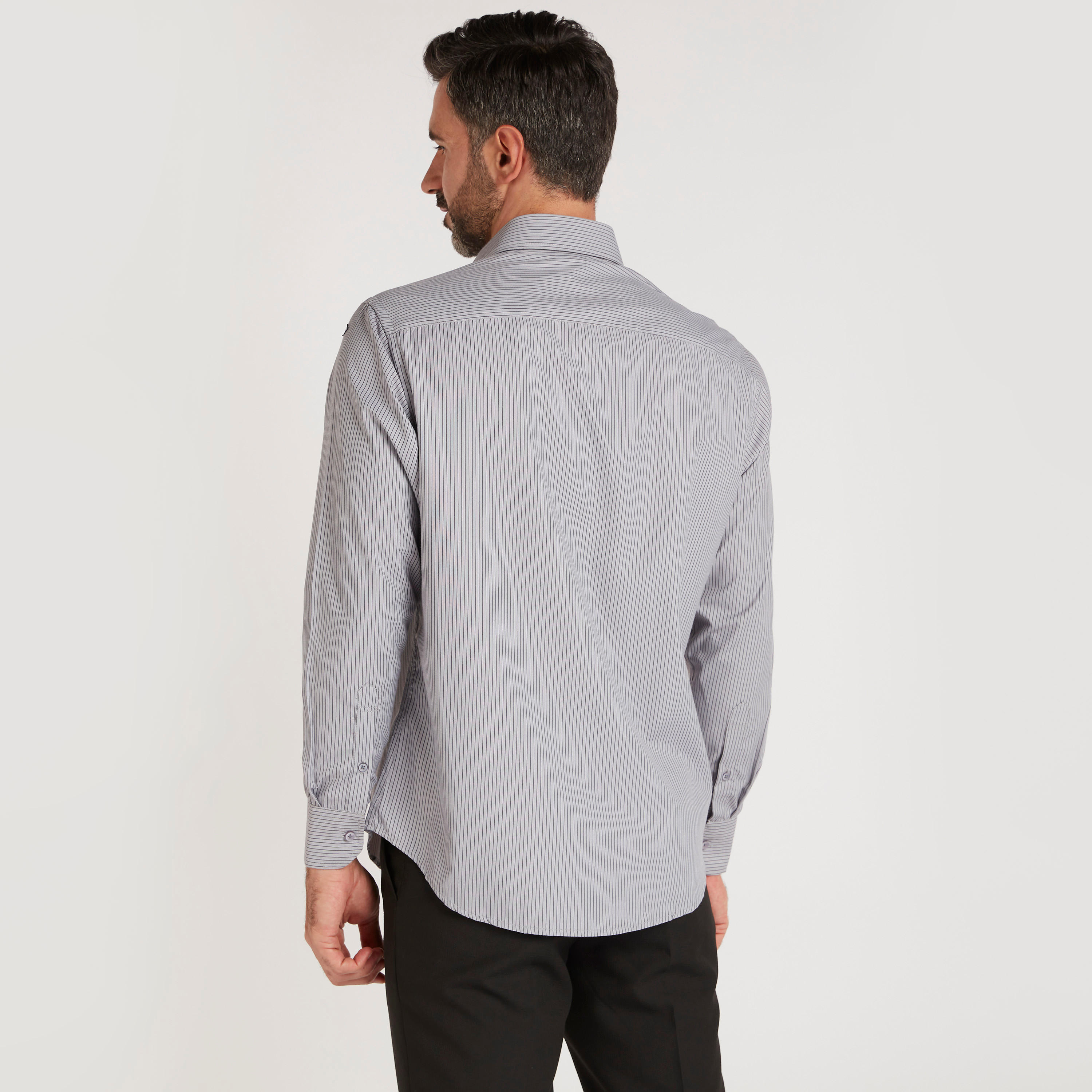 Striped Formal Shirt with Long Sleeves and Chest Pocket-men-clothing-shirts-image-4