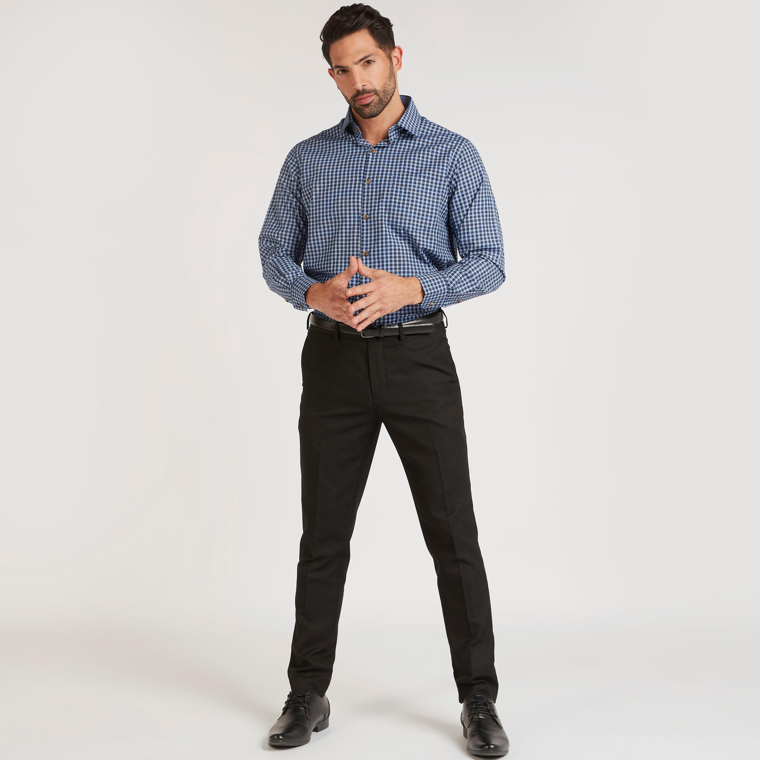 قميص كاروهات بأكمام طويلة وجيب على الصدر-men-clothing-shirts-image-3