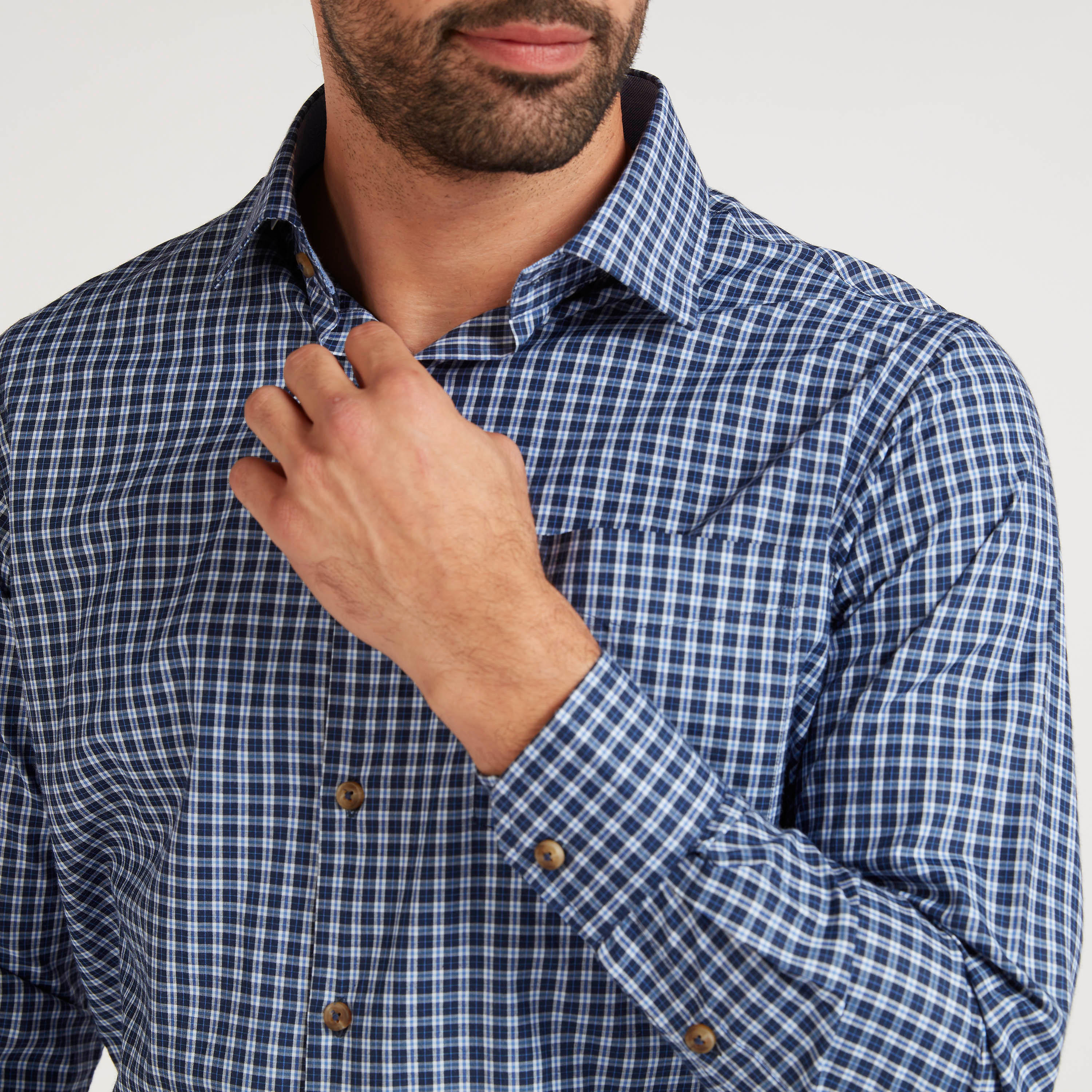 قميص كاروهات بأكمام طويلة وجيب على الصدر-men-clothing-shirts-image-4
