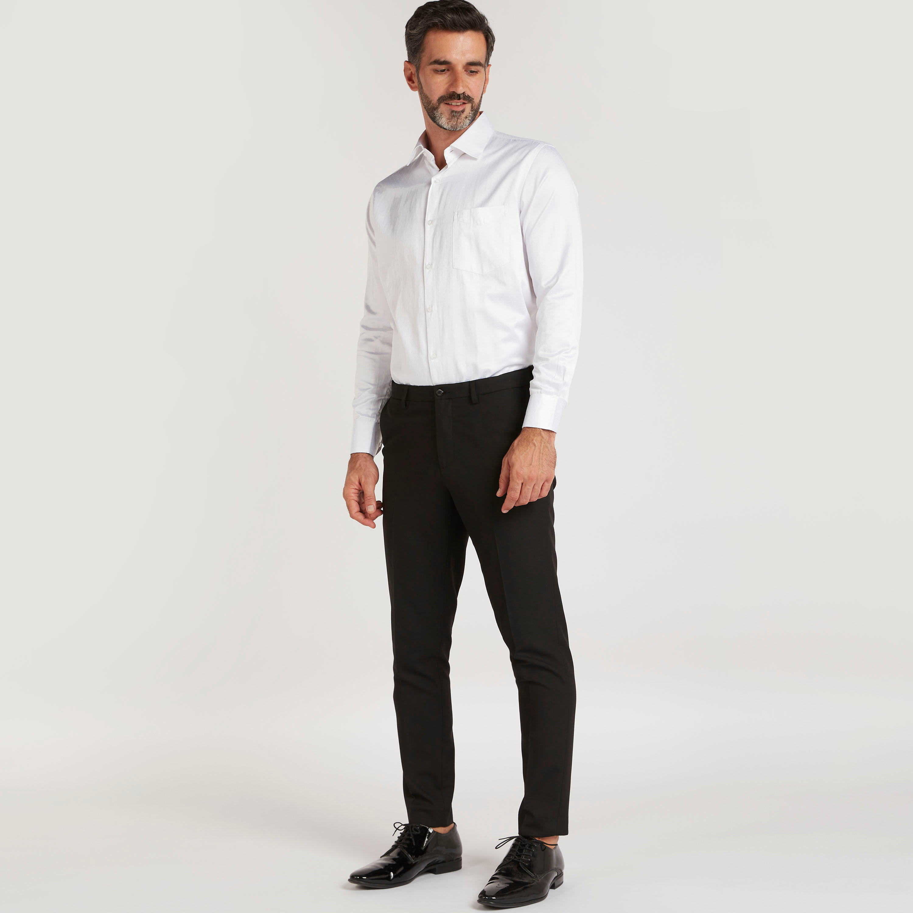 قميص بارز الملمس بأكمام طويلة وجيب على الصدر-men-clothing-shirts-image-2