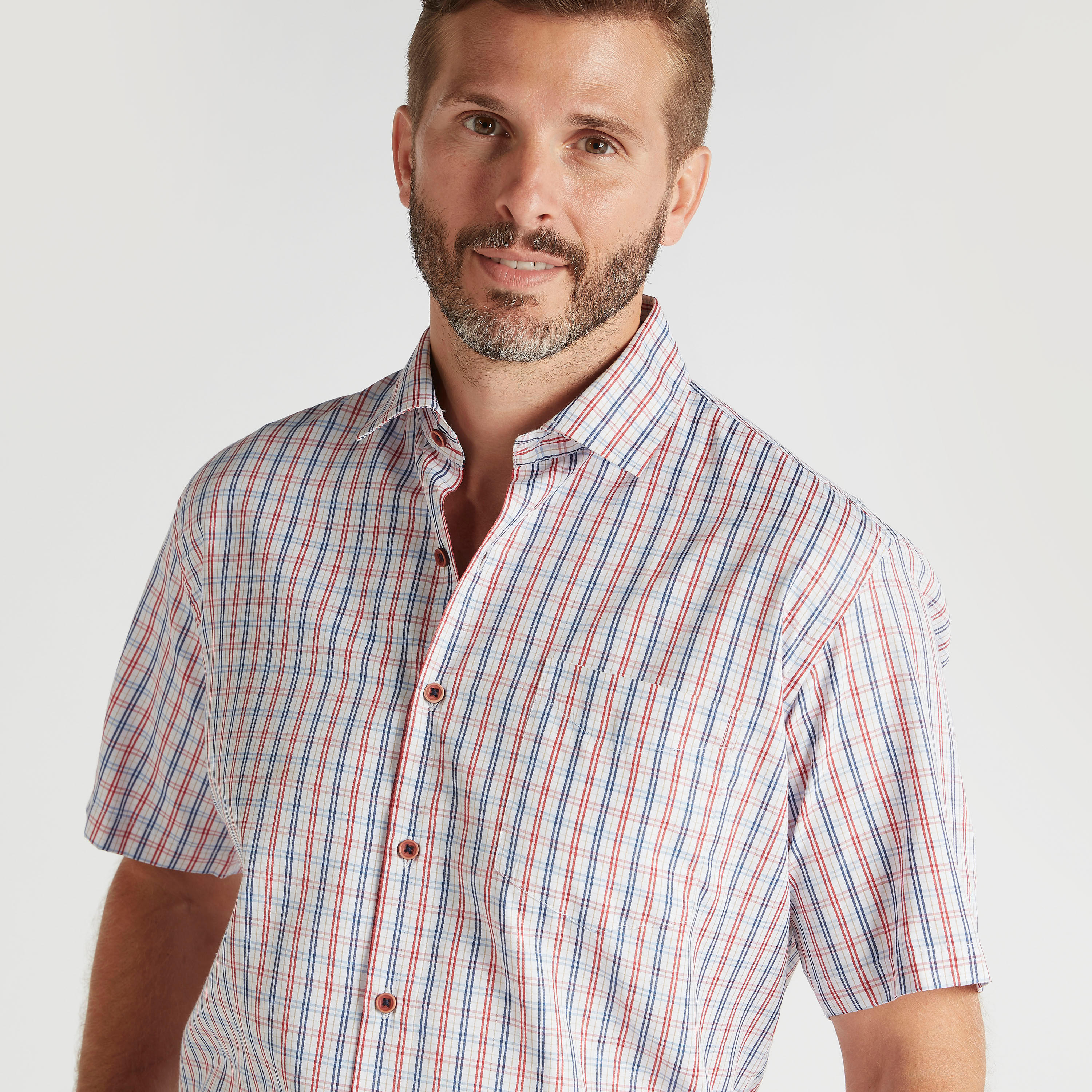 Checked Formal Shirt with Short Sleeves and Pocket-men-clothing-shirts-image-1