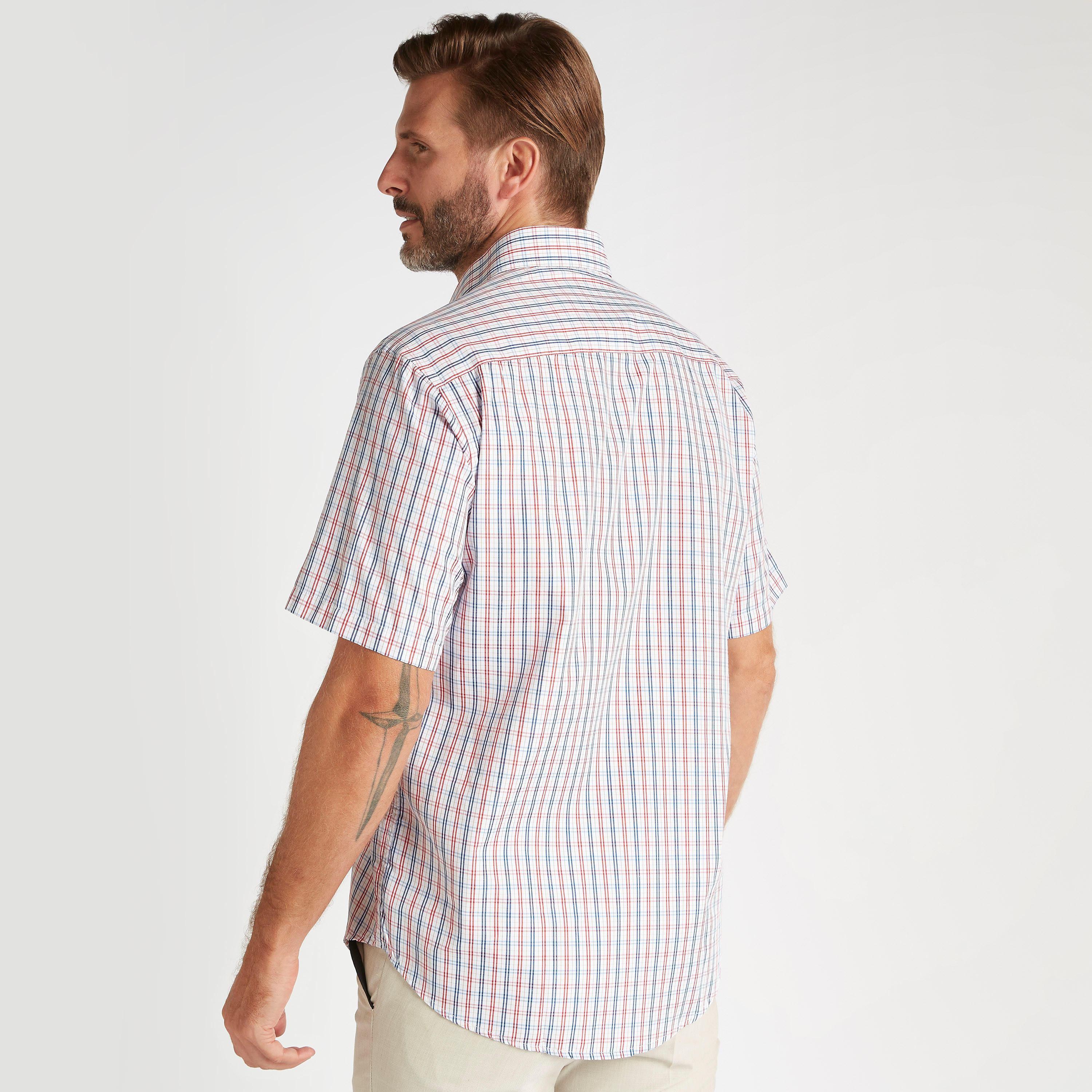 Checked Formal Shirt with Short Sleeves and Pocket-men-clothing-shirts-image-4