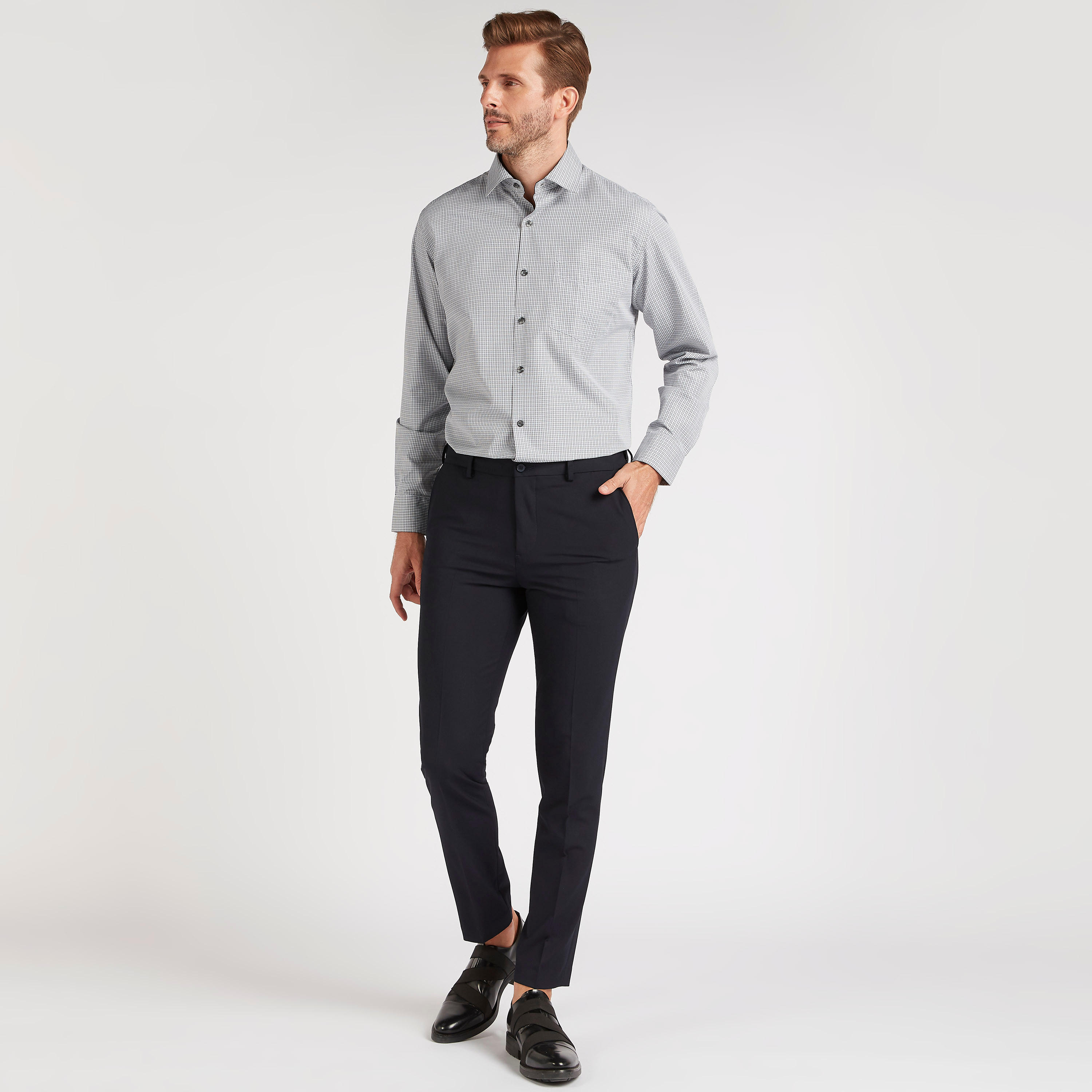 قميص كاروهات بياقة عادية وأكمام طويلة-men-clothing-shirts-image-3