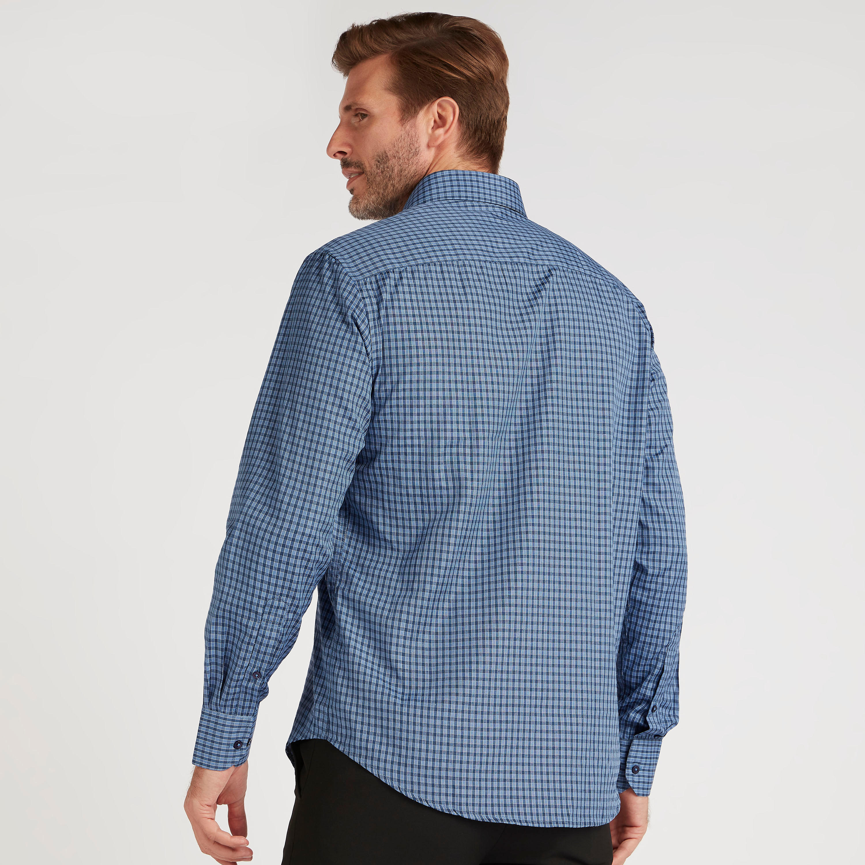 Checked Formal Shirt with Long Sleeves and Pocket-men-clothing-shirts-image-4